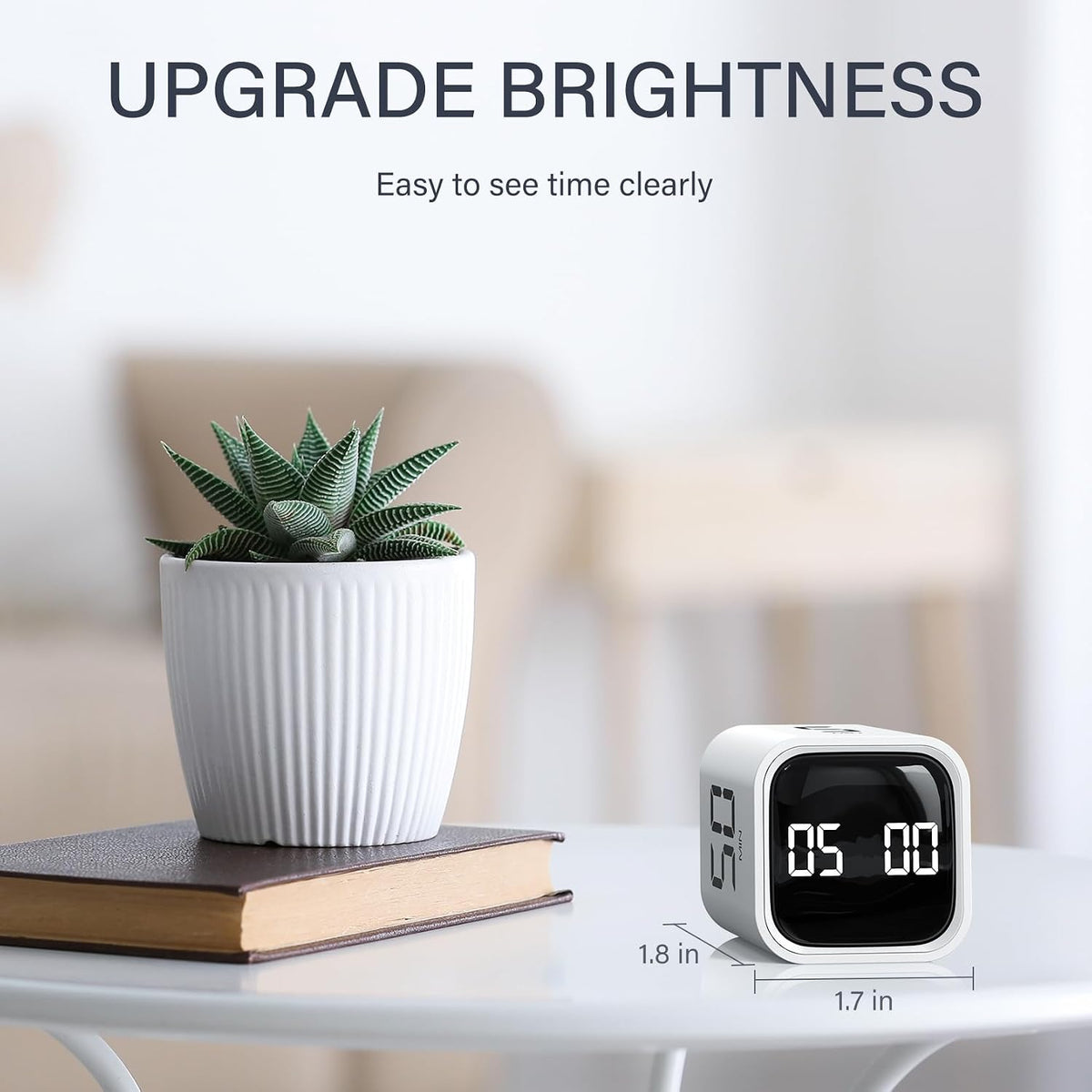 Rotating Productivity Timer 5/25/10/50, Desk Flip Timer for ADHD, White