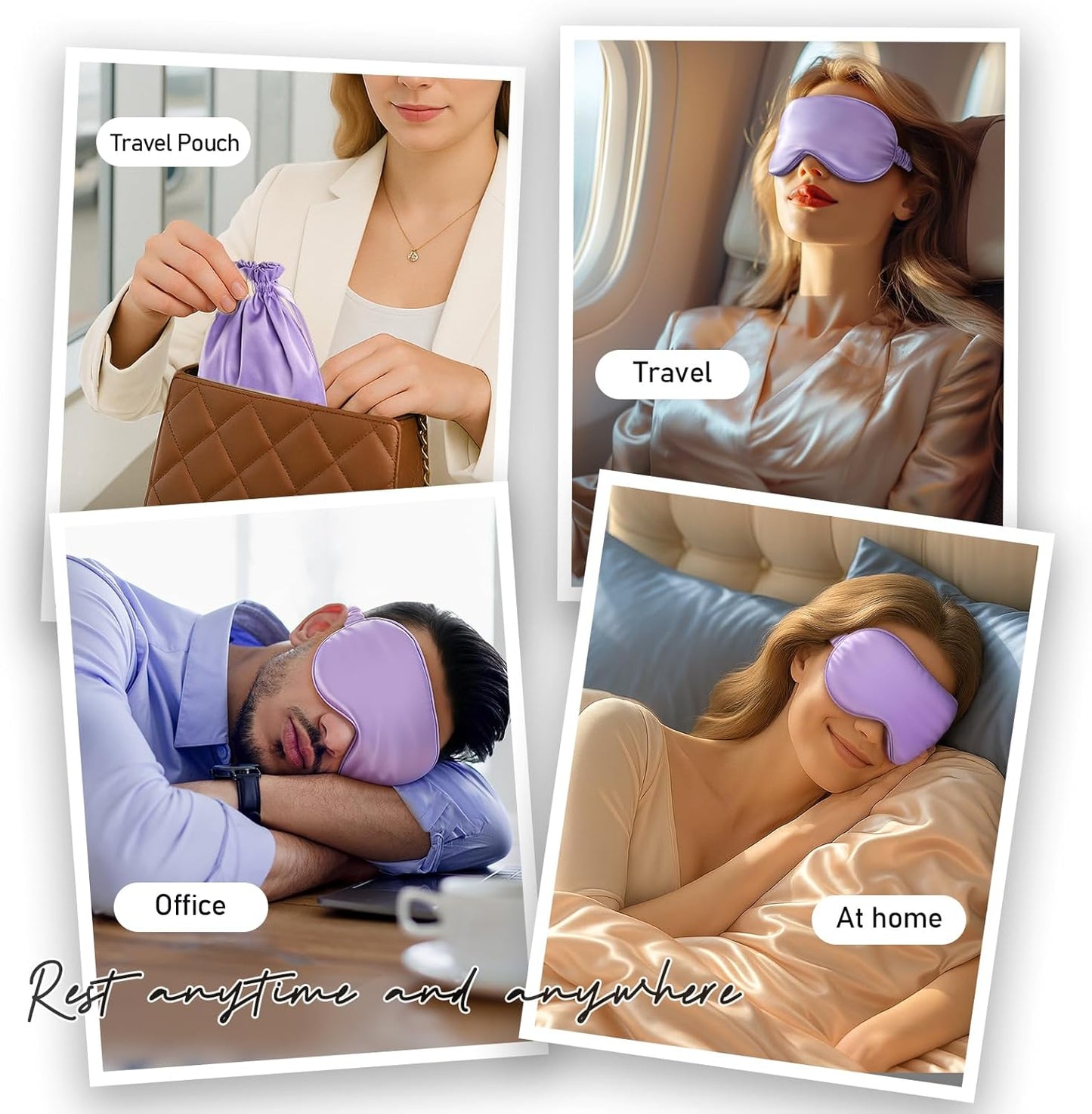 Umisleep Sleep Mask for 100% Pure Mulberry Silk, 22 Momme 6A Soft Eye Masks for Sleep, Adjustable Sleep Masks for Women Men, Light Blocking Sleeping Mask, Silk Eye Mask for Sleeping, Blindfold, Purple