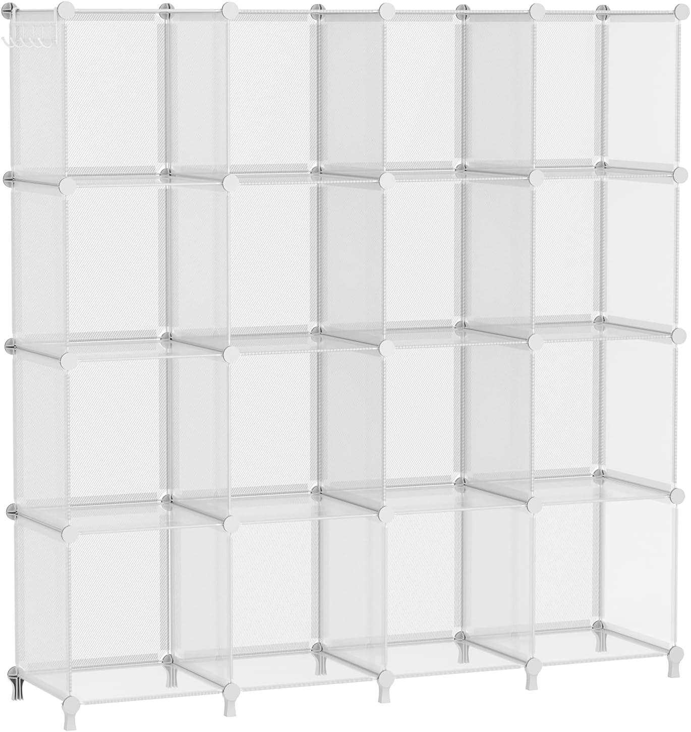 AWTATOS Cube Storage Organizer, 16 Cube Closet Organizer, Stackable Storage Cube Shelves, DIY Portable Closet Clothes Organizer Shelving for Bedroom, Closet, Wardrobe, Bathroom, White