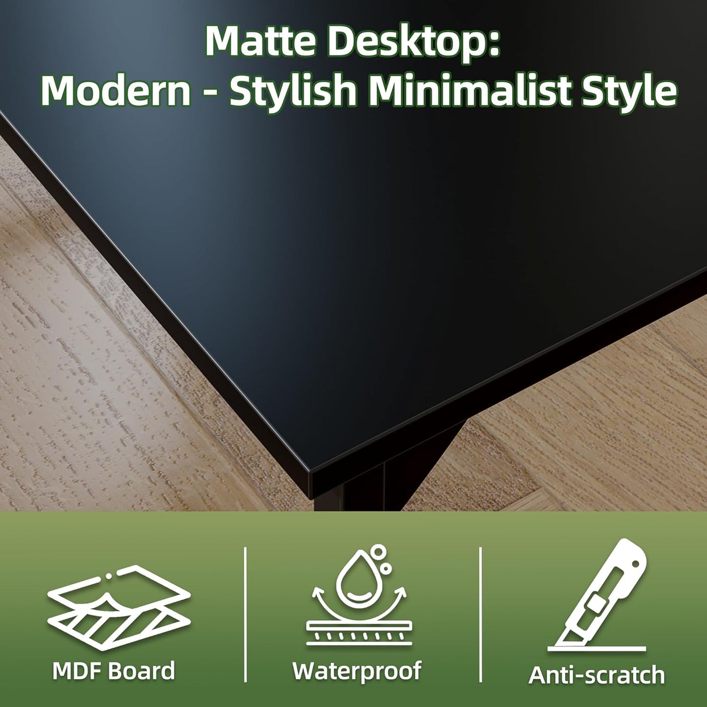 Grandder Small Office Computer Desk, 40 Inch Morden Simple Writing Study Table for Home Bedroom, PC Gaming Desk with Adjustable Feet and Sturdy Metal Frame, Black