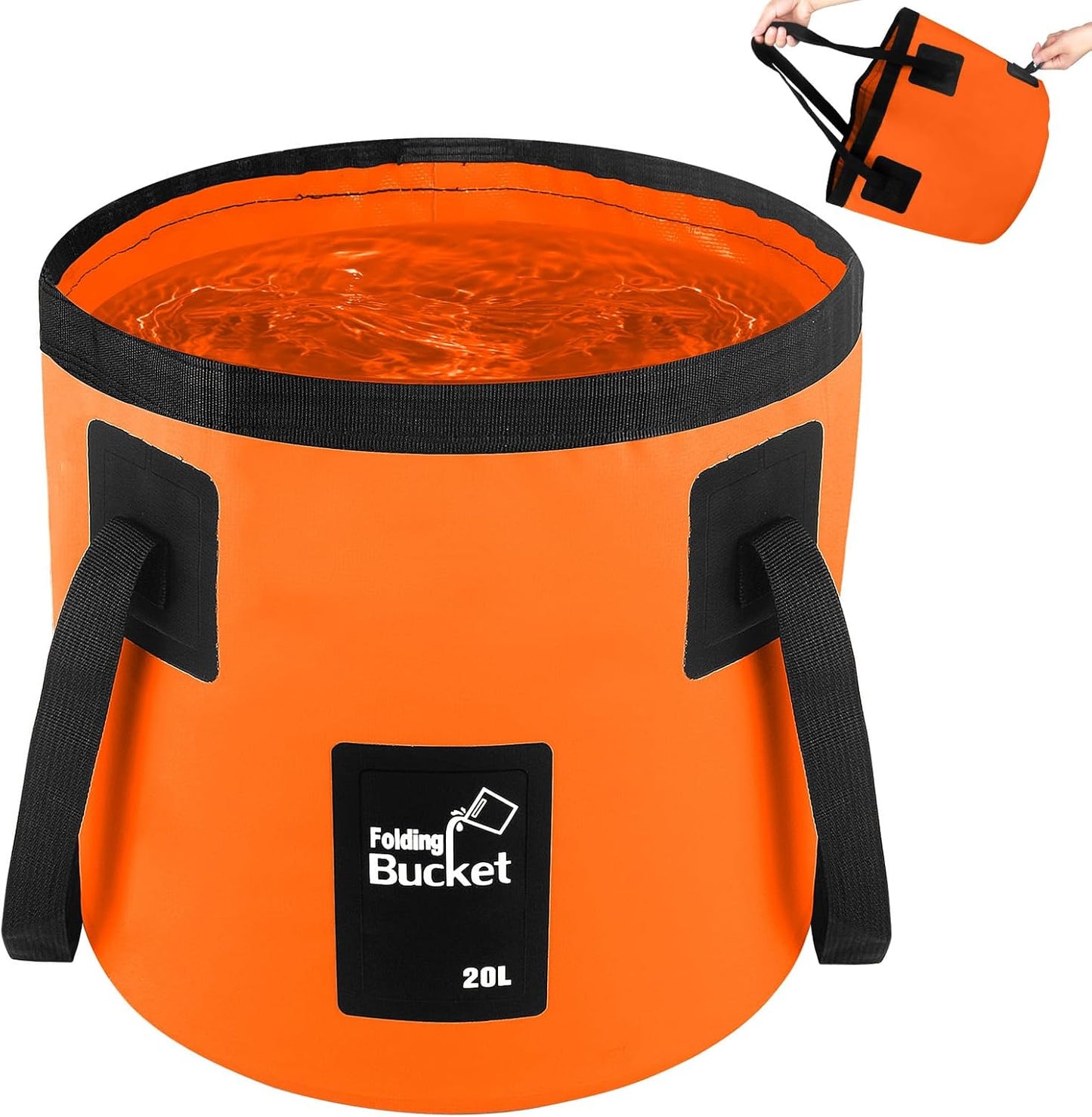 5 Gallon Collapsible Bucket with Handle, Car Wash Bucket Foldable Water Storage Container for Camping Fishing Beach Gardening, Portable Laundry Wash Basin for RV Cleaning Supplies Swamp Emergency Prep