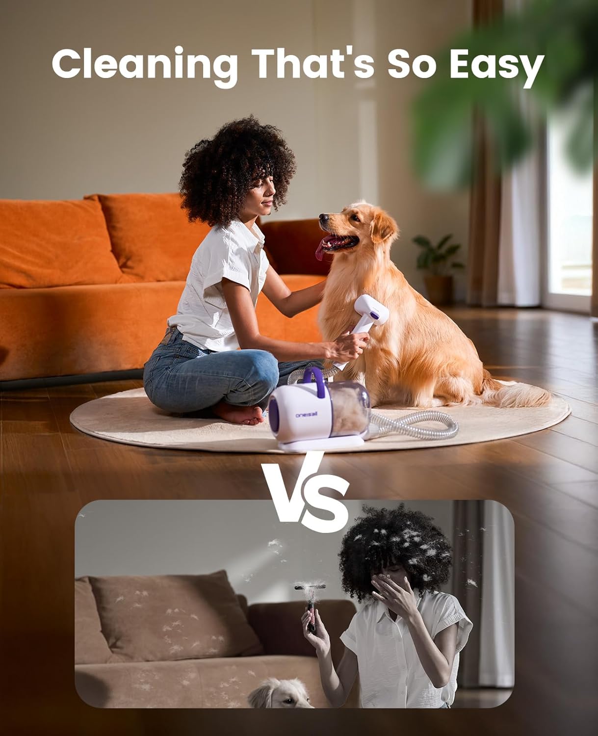 oneisall Dog Grooming Vacuum Kit: 15000Pa Shedding Brush with Grooming Tools, 3 Suction Low Noise, for Pet Thick and Undercoat, 1.5L Dust Cup, Dog Hair Vacuum, Home Cleaning, LM5
