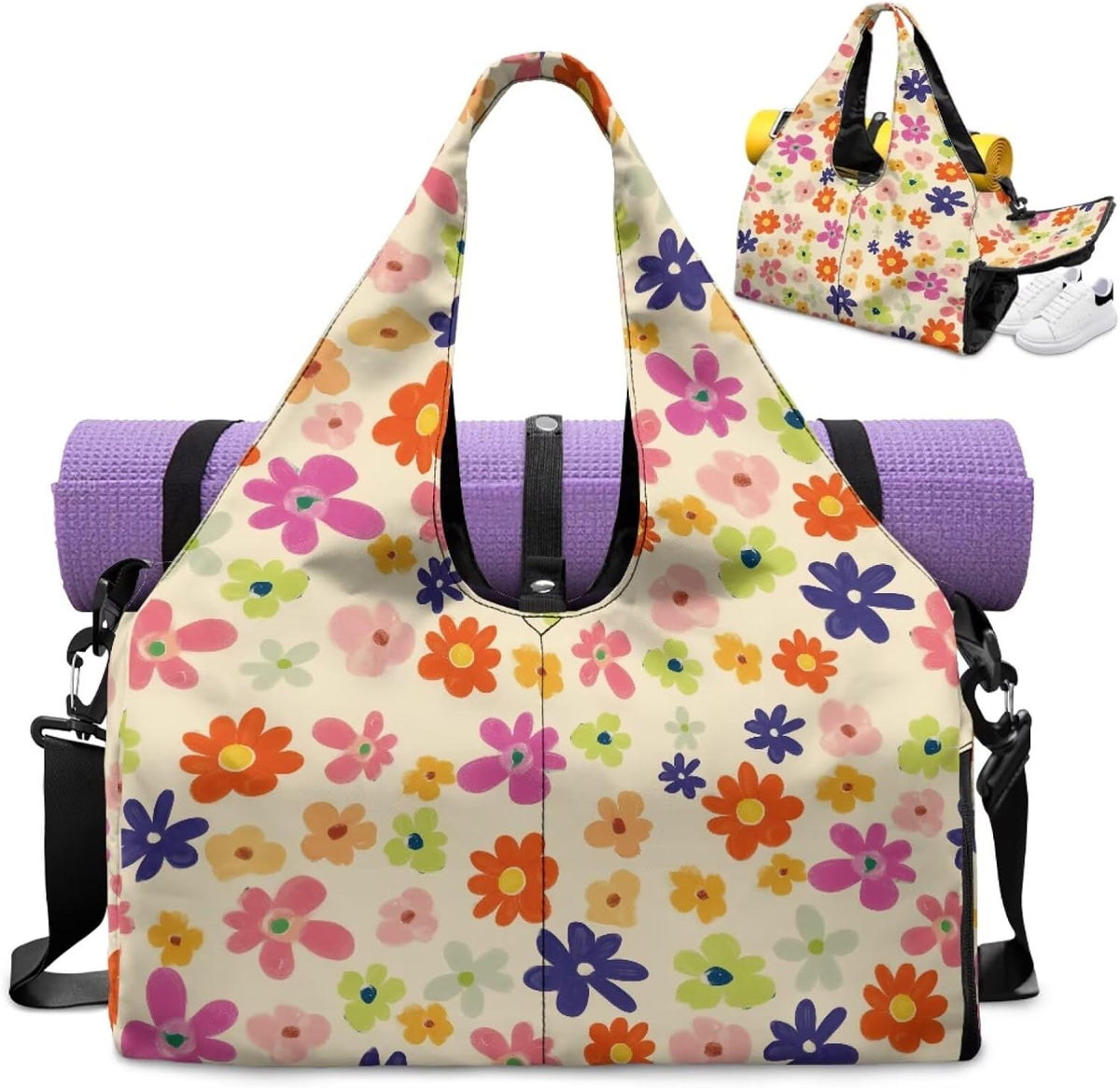 Yoga Mat Bag for Men Women Canvas Yoga Mat Carrier Take In Out Mat Easily for Beach Swim Bags Pool Sports Gym