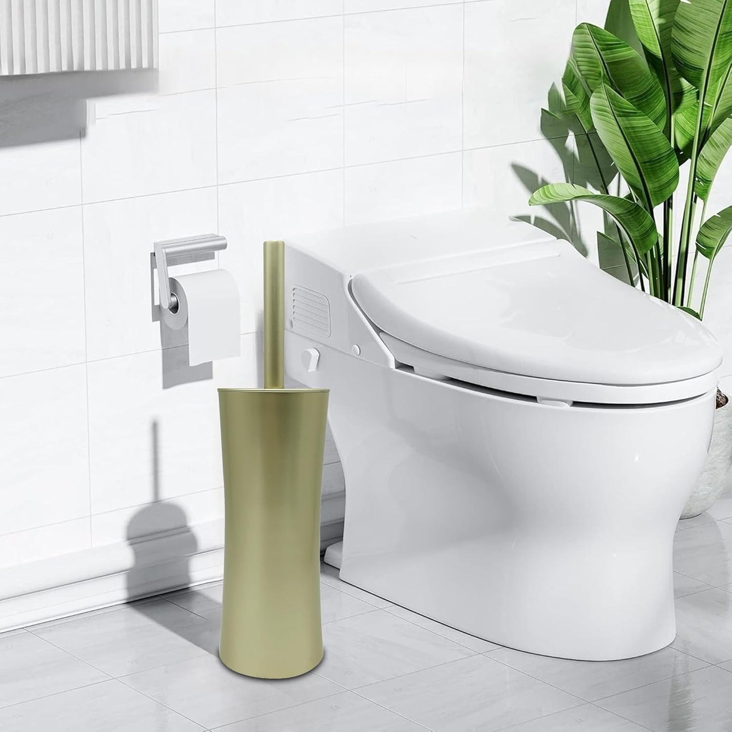 Vince Camuto Toilet Bowl Brush with Holder, Durable Bathroom Cleaning Tool, Modern Design for Easy Toilet Maintenance, Bathroom Cleaner Brush for Efficient Cleaning and Hygiene