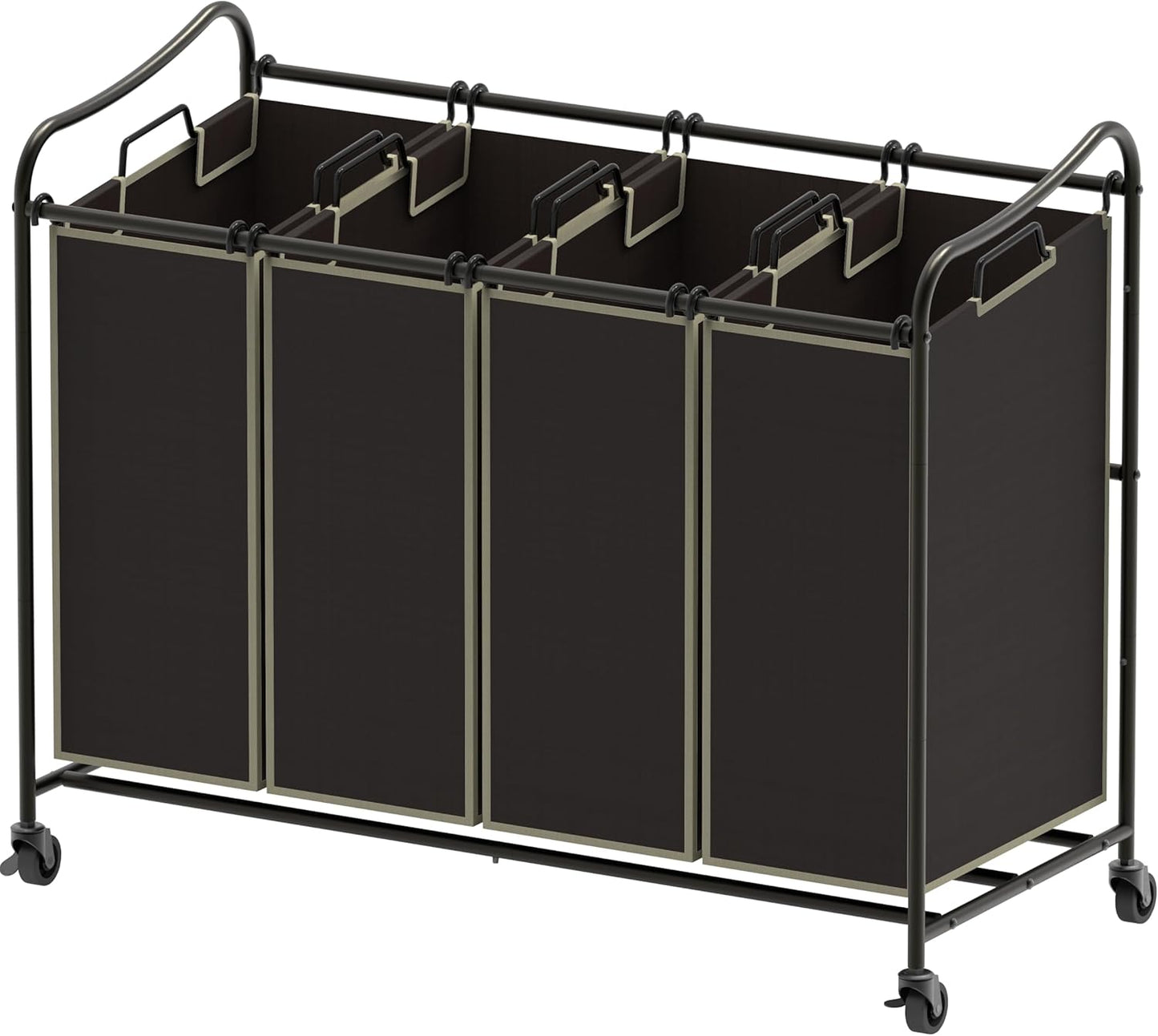 Simple Houseware 4-Bag Heavy Duty Laundry Sorter Rolling Cart, Silver
