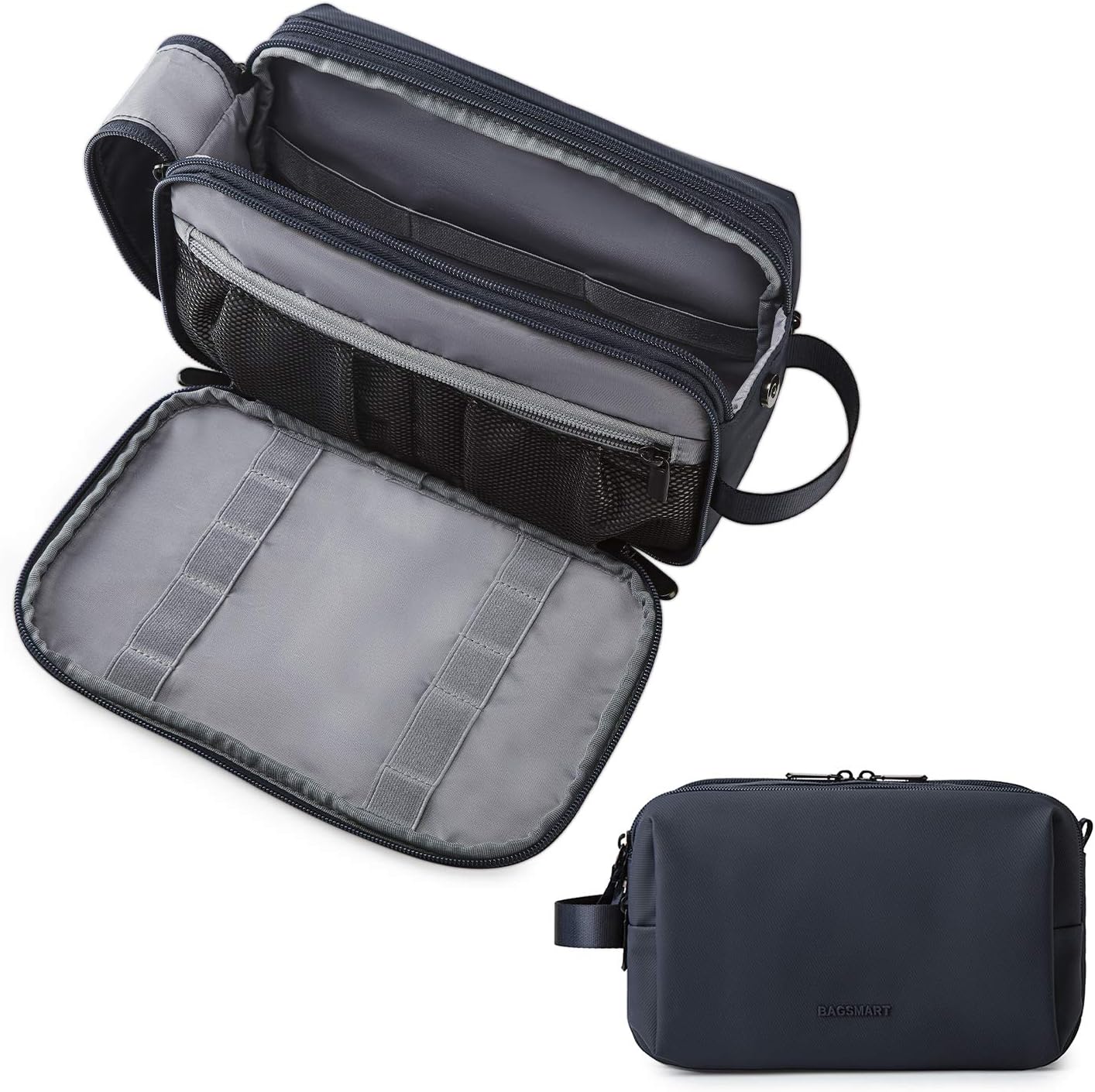 BAGSMART Toiletry Bag for Men, Travel Toiletry Organizer Dopp Kit Water-resistant Shaving Bag for Toiletries Accessories, Door Room Essentials,Beige-medium