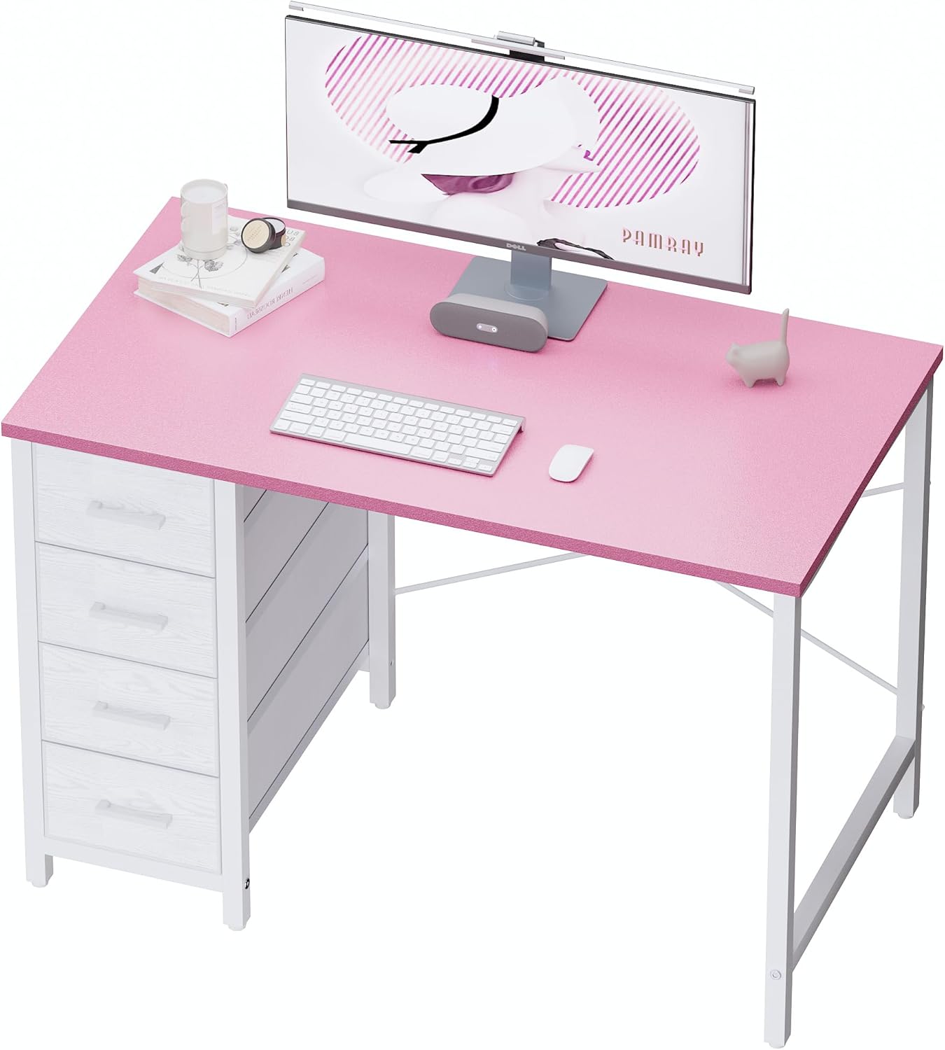 Pamray 32 Inch Computer Desk with 4 Drawers Small Office Desk for Home Bedroom Study Writing Simple Modern Computer Table Marble