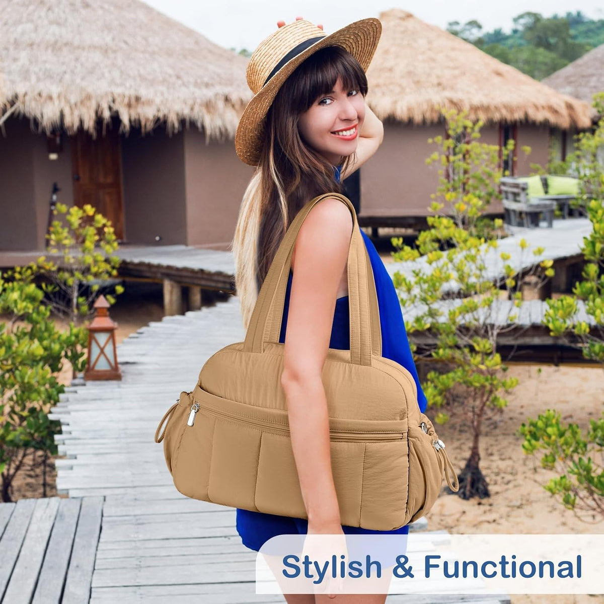 TOPDesign Travel Duffel Bag, Puffy Carry On Overnight, Gym Bag w/Wet Pocket
