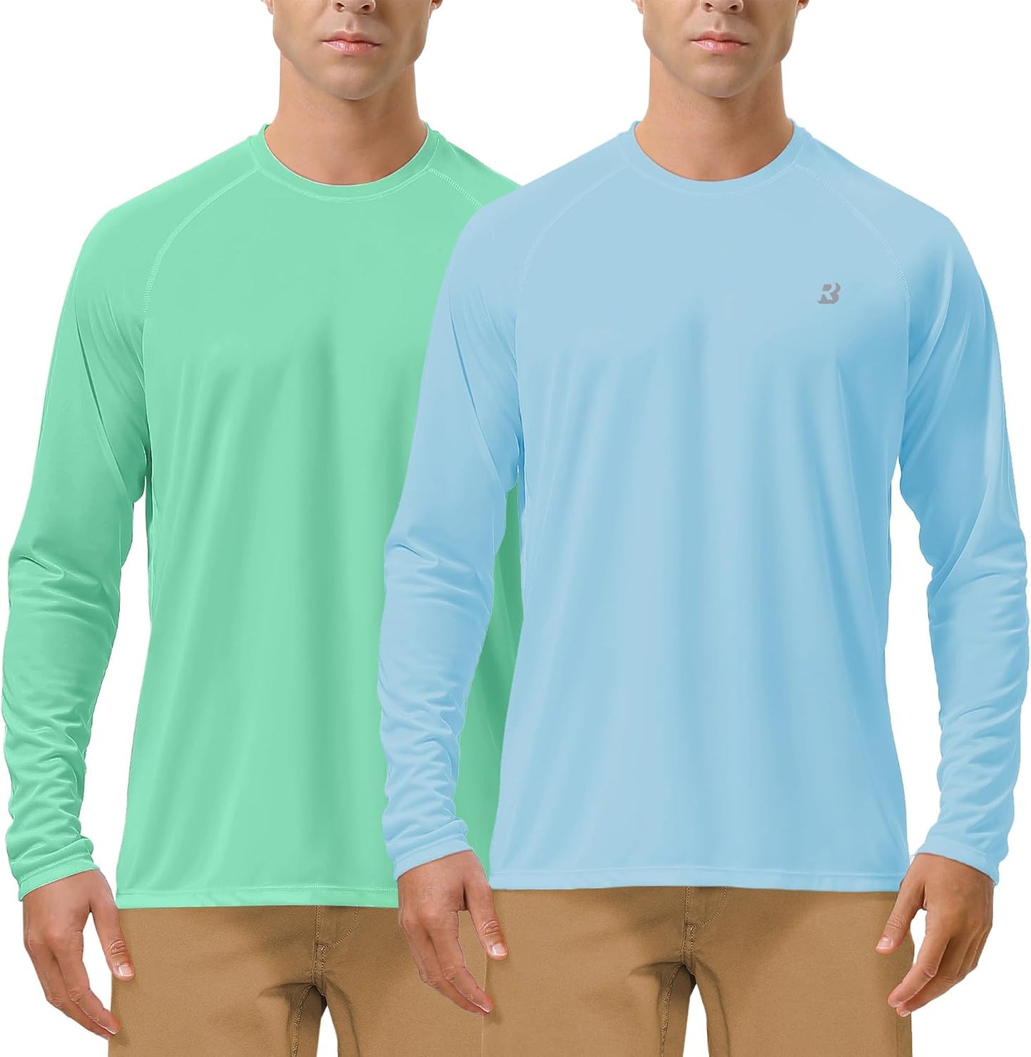 Roadbox Mens UPF 50+ UV Sun Protection Shirts Outdoor Long Sleeve SPF Rash Guard for Fishing Hiking Swimming Running