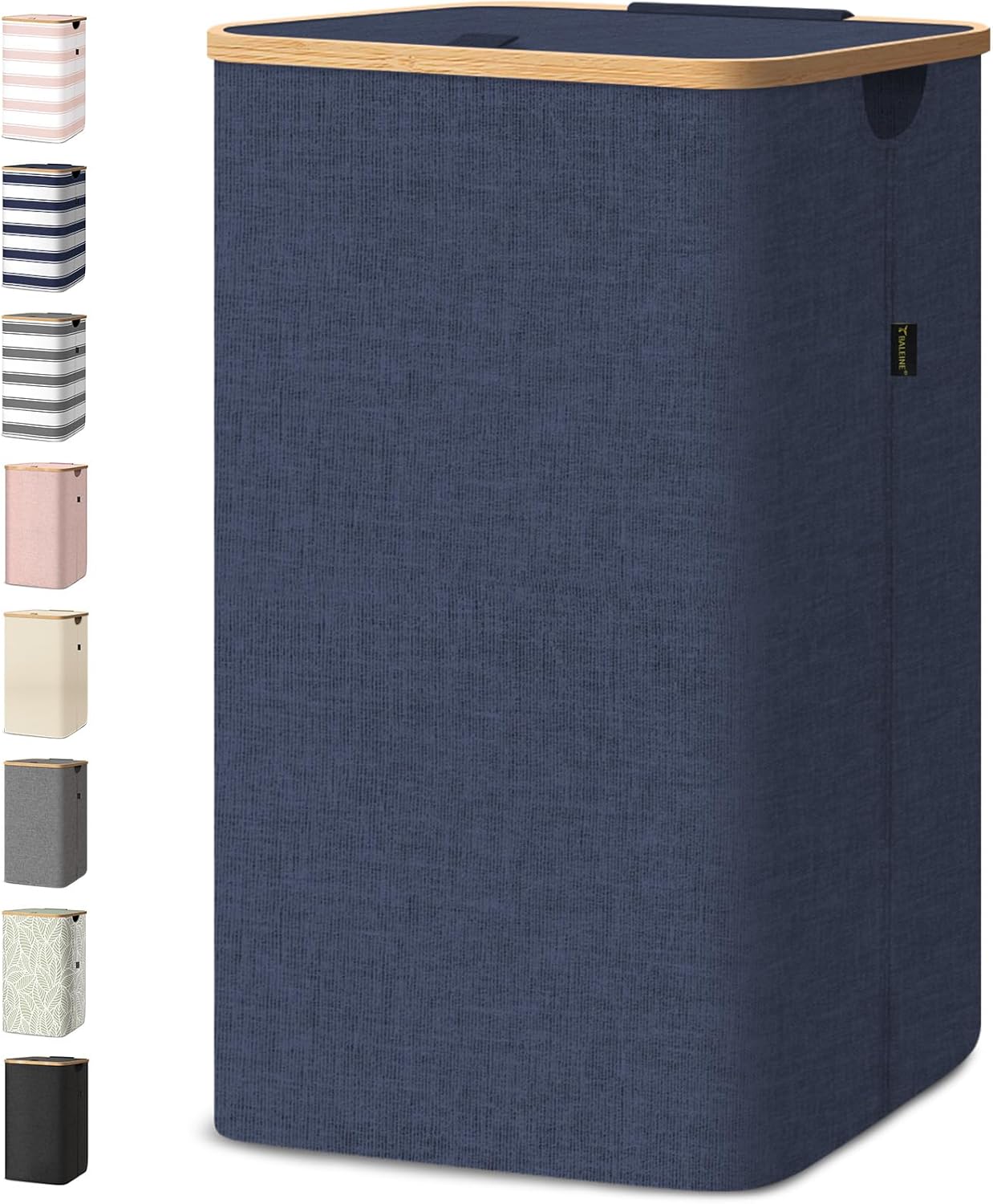BALEINE Laundry Hamper with Lid, Tall Laundry Baskets with Bamboo Pull Handles, Large Laundry Bin with Internal Support (26 Gal/100L, Grey)