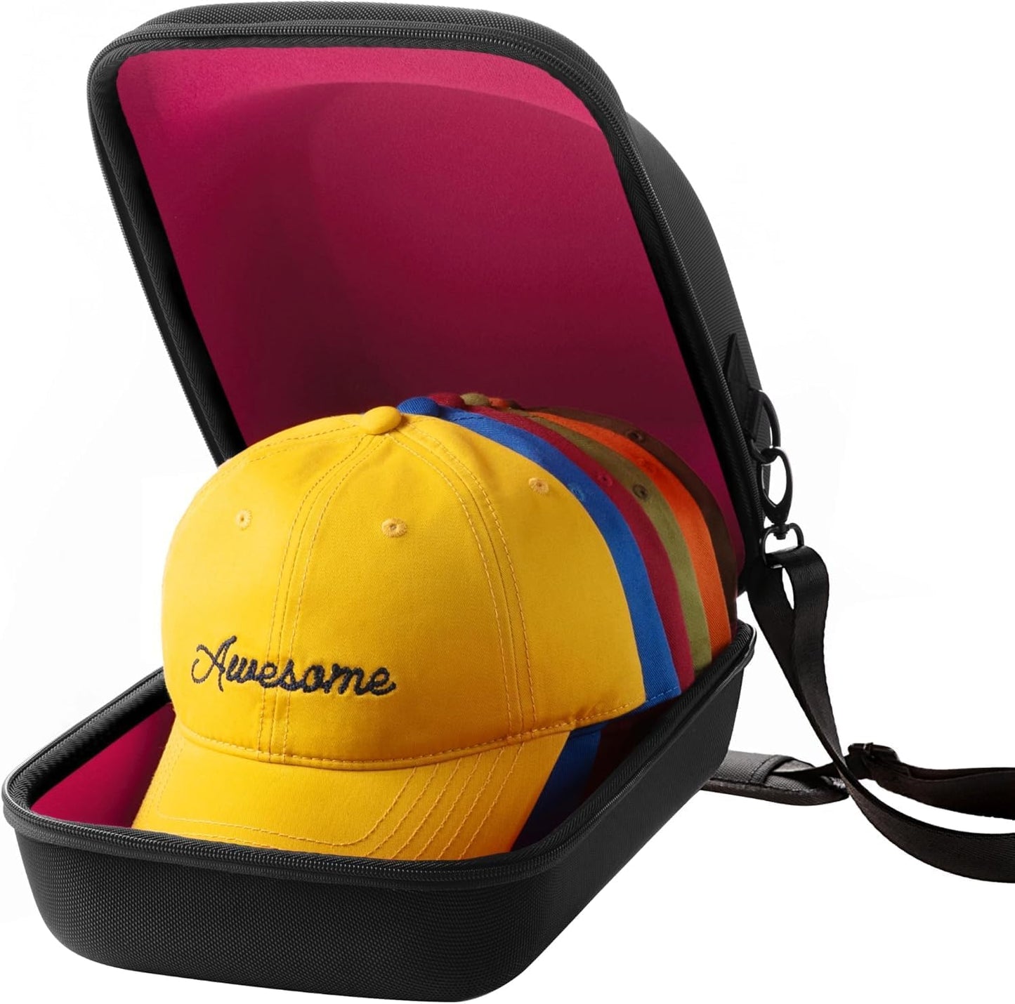 OZUECCR Hard Hat Travel Case – Storage for Baseball Caps with Carrying Handle and Adjustable Shoulder Strap, Hat Organizer Protects up to 6 Hats, for Travel and Home Storage (Inner Orange)