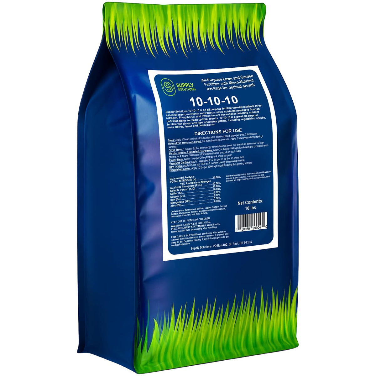 Supply Solutions 10-10-10 Complete Lawn & Garden Granular Fertilizer with Micronutrients – Balanced NPK Plant Food for Soil Health, Blooms & Roots – Safe for Vegetables, Fruits, Lawns (25 Pounds)