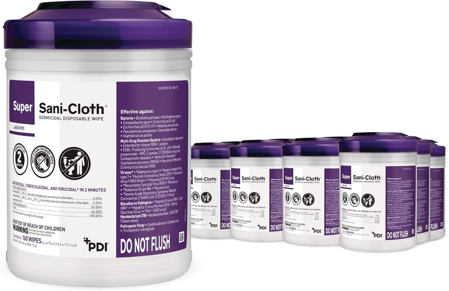 Professional Disposables Surface Disinfectant Super Sani-Cloth Wipes, 160Count