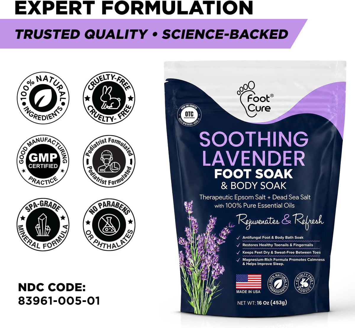 Soothing Lavender Epsom Salt Foot Soak, Night Time Relaxation, Refresh Feet