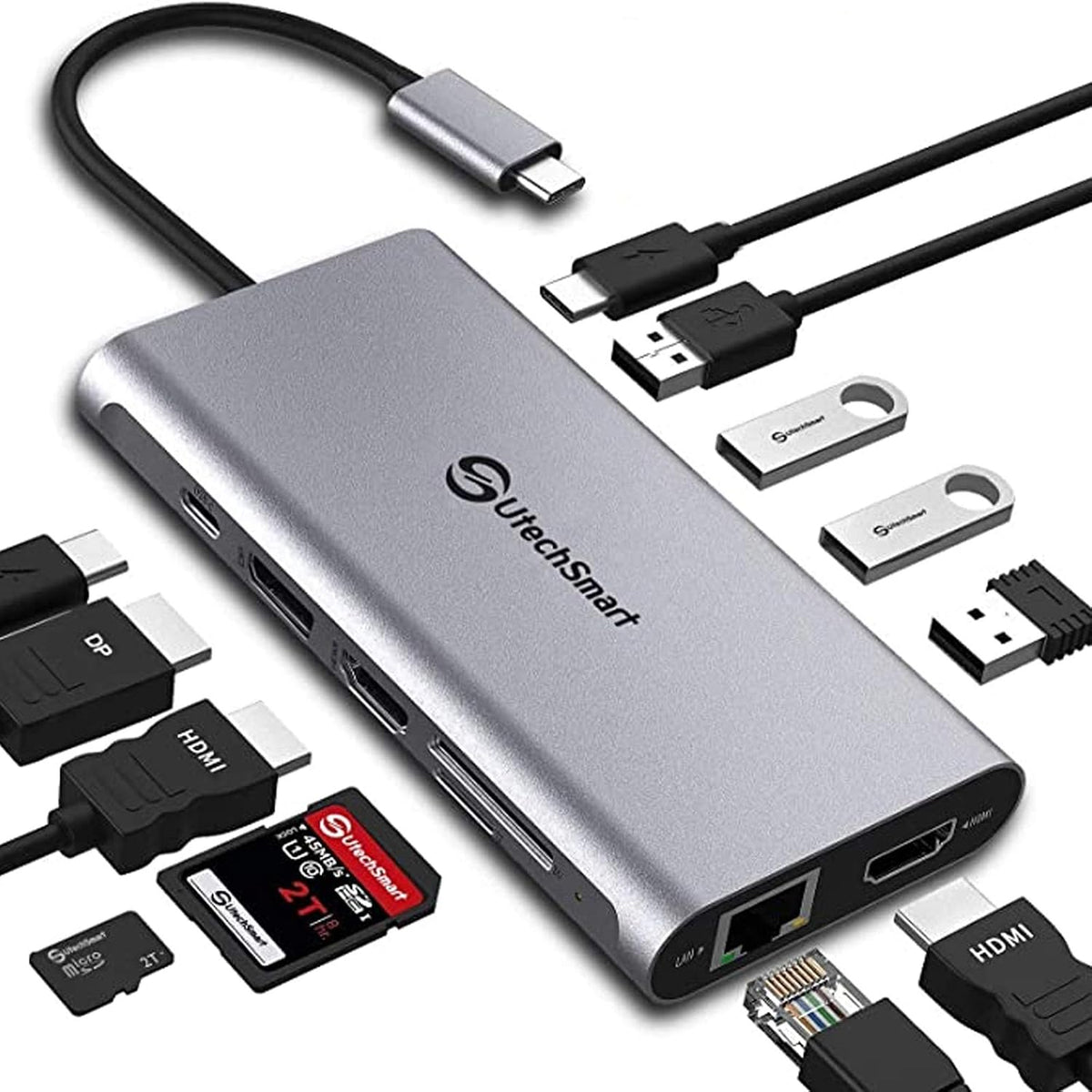 UtechSmart USB C Hub, 12 in 1 USB C Laptop Adapter