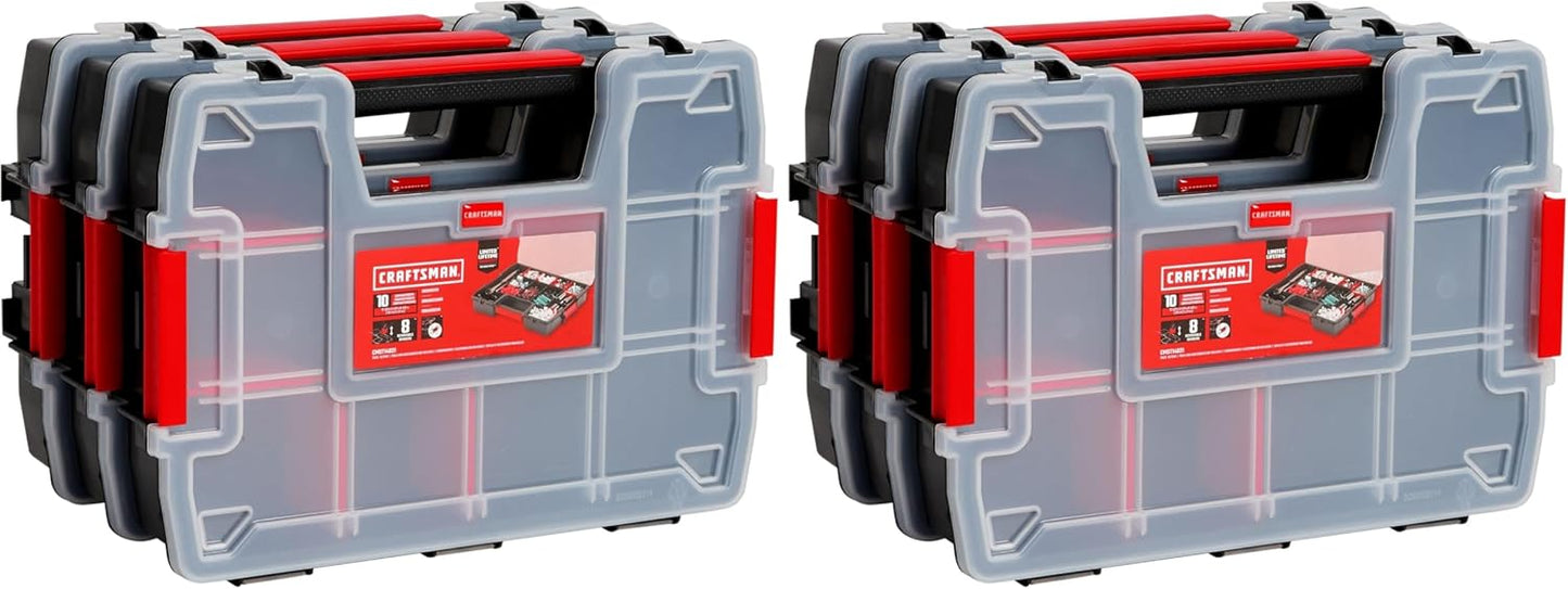 CRAFTSMAN Storage Organizer, Small Parts Organizer, 3-Packs with 10-Compartments, Lid Includes Secure Latch (CMST60964M)
