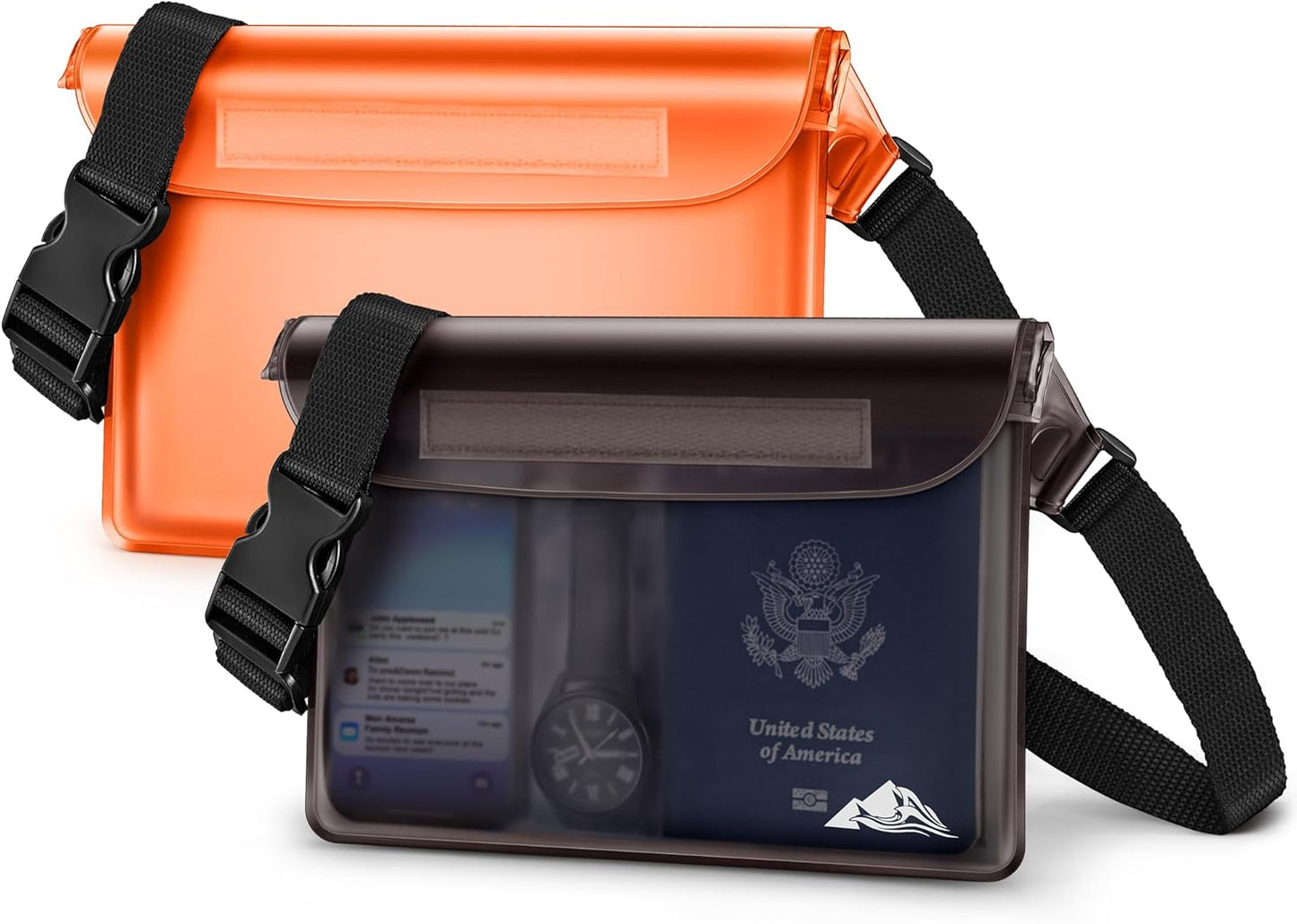 HEETA Waterproof Fanny Pack, Waterproof Pouch Dry Bag 2-Pack for Phone Passport Purse, Adjustable Waist Strap for Swimming Kayaking Boating Paddle Board Accessories Cruise Beach Camping Essentials