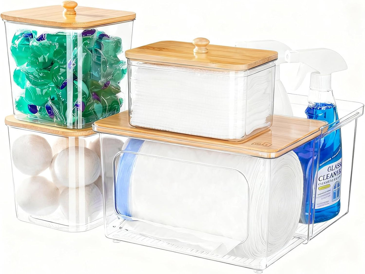 iCASA Trash Bag Dispenser and Dishwasher Pod Organizer, 3 in 1 Dish Pod and Trash Bag Holder Large Garbage Bag Dispenser, Laundry Detergent Pods & Tabs Container Kitchen Under Sink Organizer