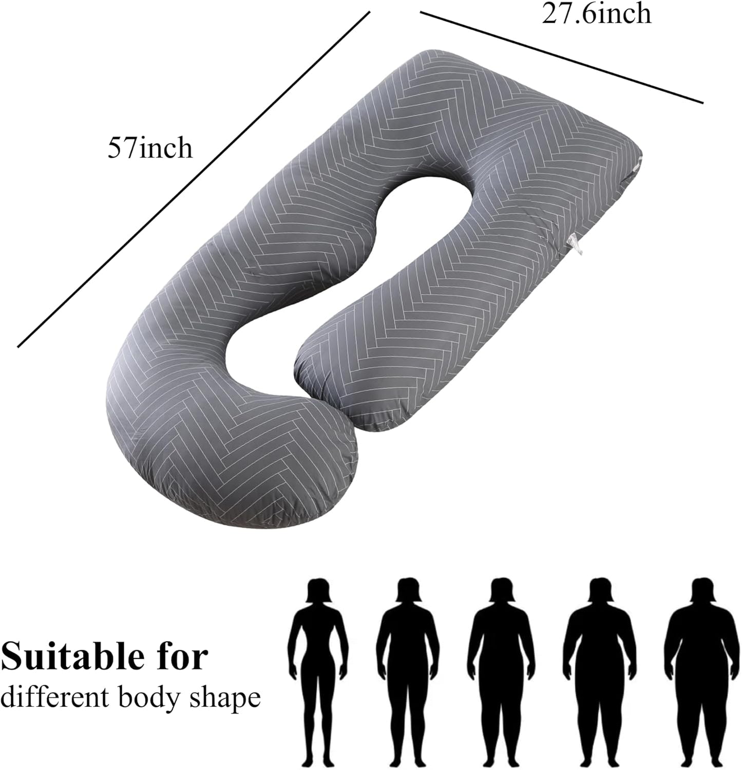 ALLOPERA Pregnancy Pillow, Full Body Maternity Pillow 57 inch, with Removable Washable Cover - Sleep Support for Legs, Back, Neck, Shoulder, HIPS, Belly for Pregnent Women, 100% Cotton
