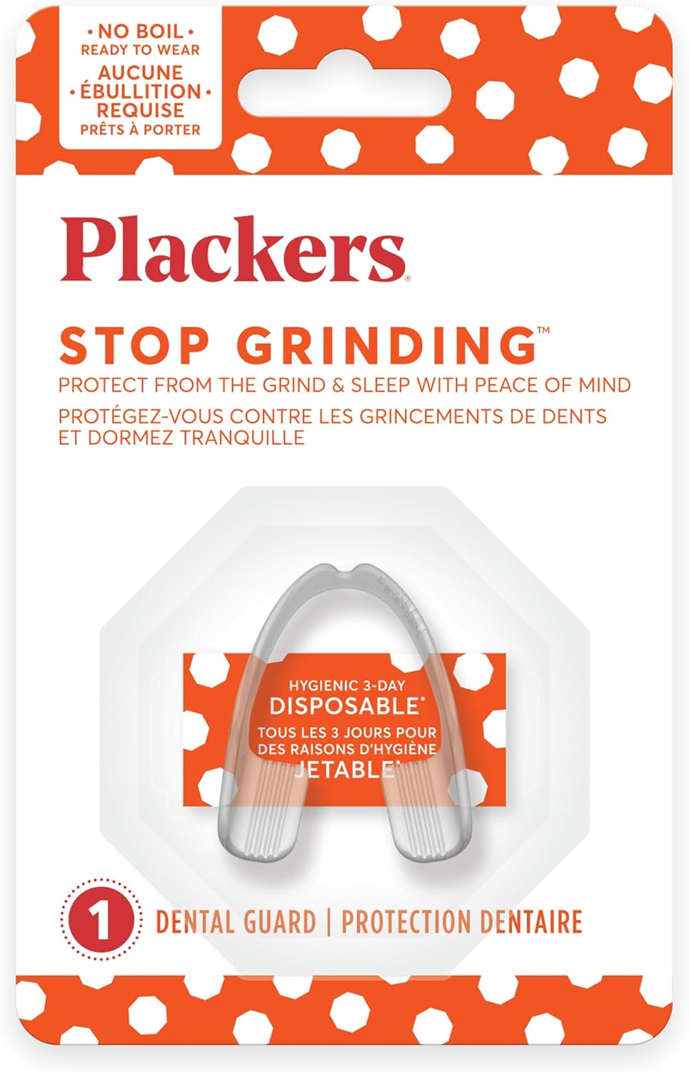 Plackers Grind No More Night Guard, Nighttime Protection for Teeth, Sleep Well, BPA Free, Ready to Wear, Disposable, One Size Fits All, 10 Count
