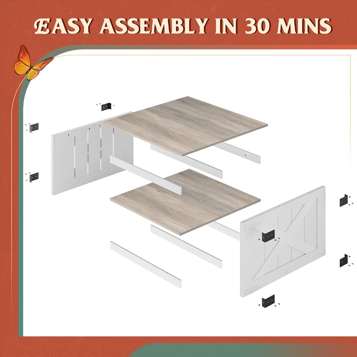 WLIVE Coffee Table, Farmhouse Coffee Table with Open Storage, 31.5" Wood Square Living Room Tables, Rustic Dining Cocktail Center Table for Living Room, White