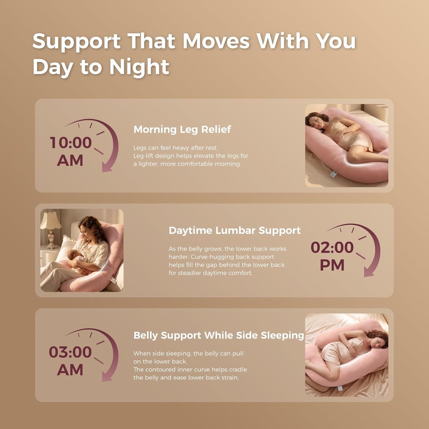 Momcozy Pregnancy Pillows for Sleeping, U Shaped Full Body Maternity Pillow with Removable Cover - Support for Back, Legs, Belly, HIPS for Pregnant Women, 57 Inch Pregnancy Pillow, Cotton Pink