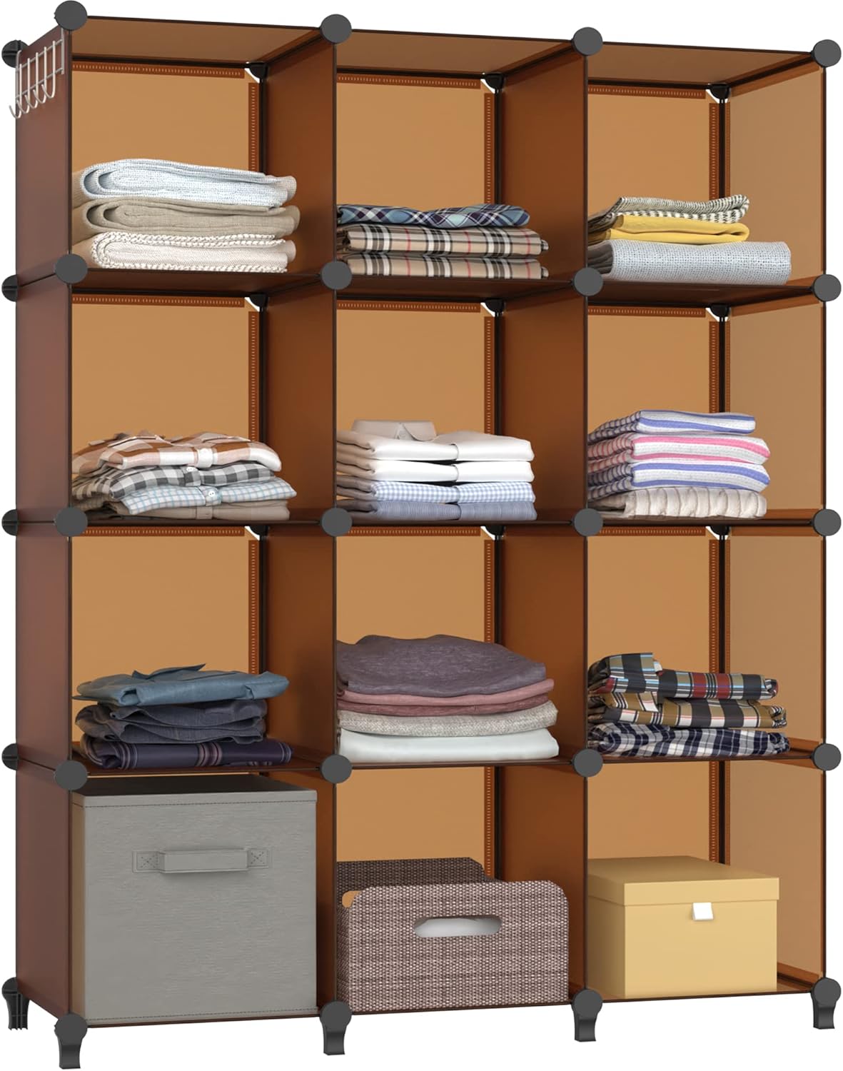 Closet Organizer, 12 Cube Closet Organizers and Storage, Portable Closet Shelves Clothing Storage, White