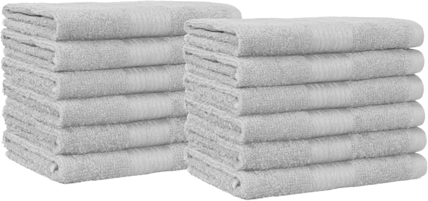 Amazon Basics Highly Absorbent 100% Cotton Washcloths for Bathroom, Fast Drying, Machine Washable, 12 x 12 inches, Ice Blue, 24-Pack
