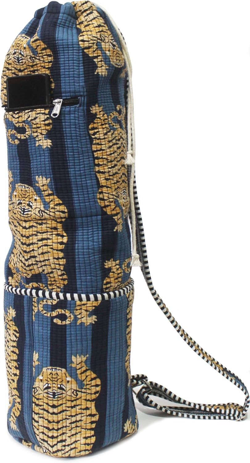 INDIAN CRAFT CASTLE Yoga Mat Bag, Full-Zipper Yoga Mat Carrier with Adjustable Strap, Front & Exterior Phone Pocket, Stylish & Functional Fitness Mat Holder for Women & Men