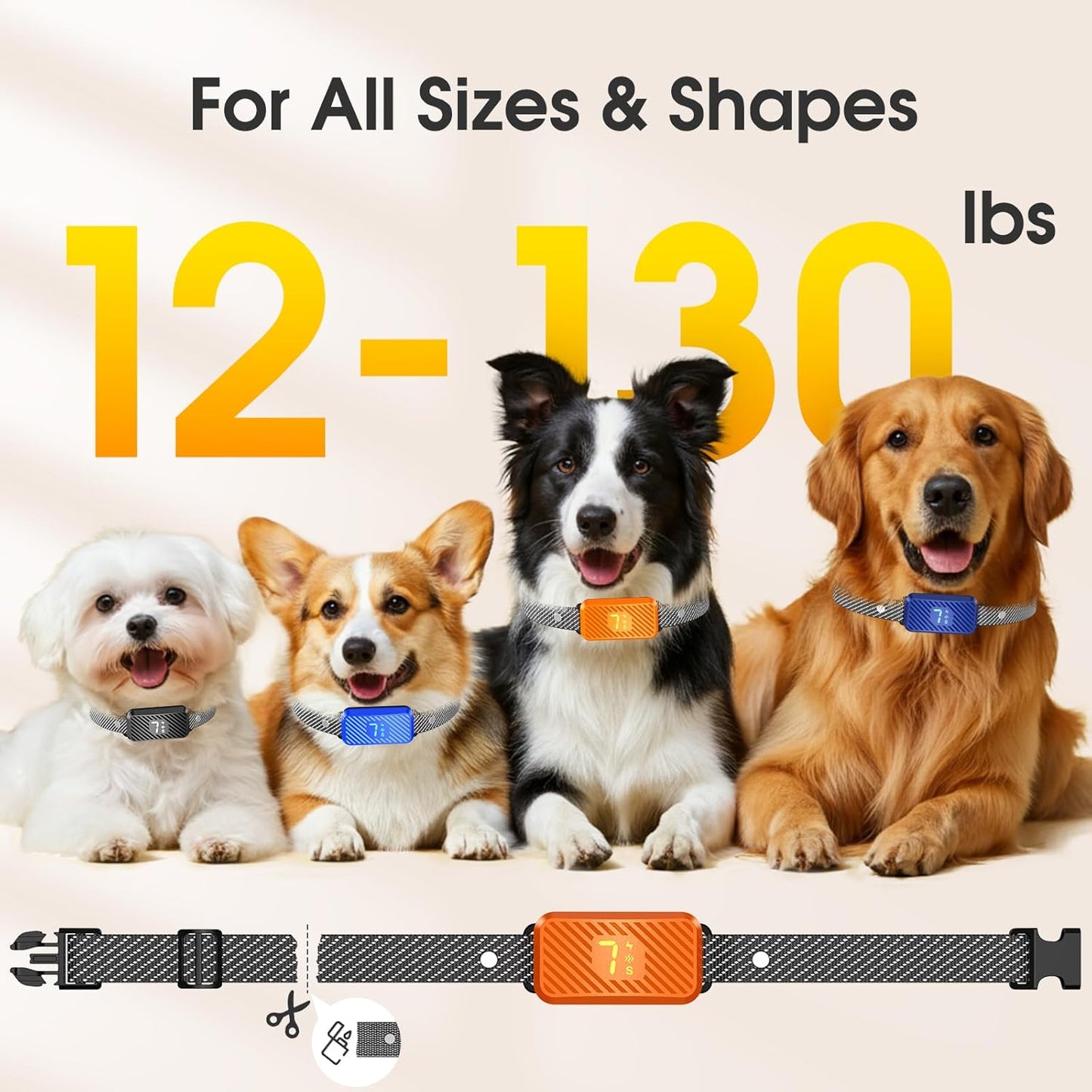 Dog Bark Collar for Large Medium Small Dogs, Effective No-Bark Collar, Smart Barking Collar, 2026 Upgraded Bark Collar with 7 Sensitivity, 3 Modes, Orange