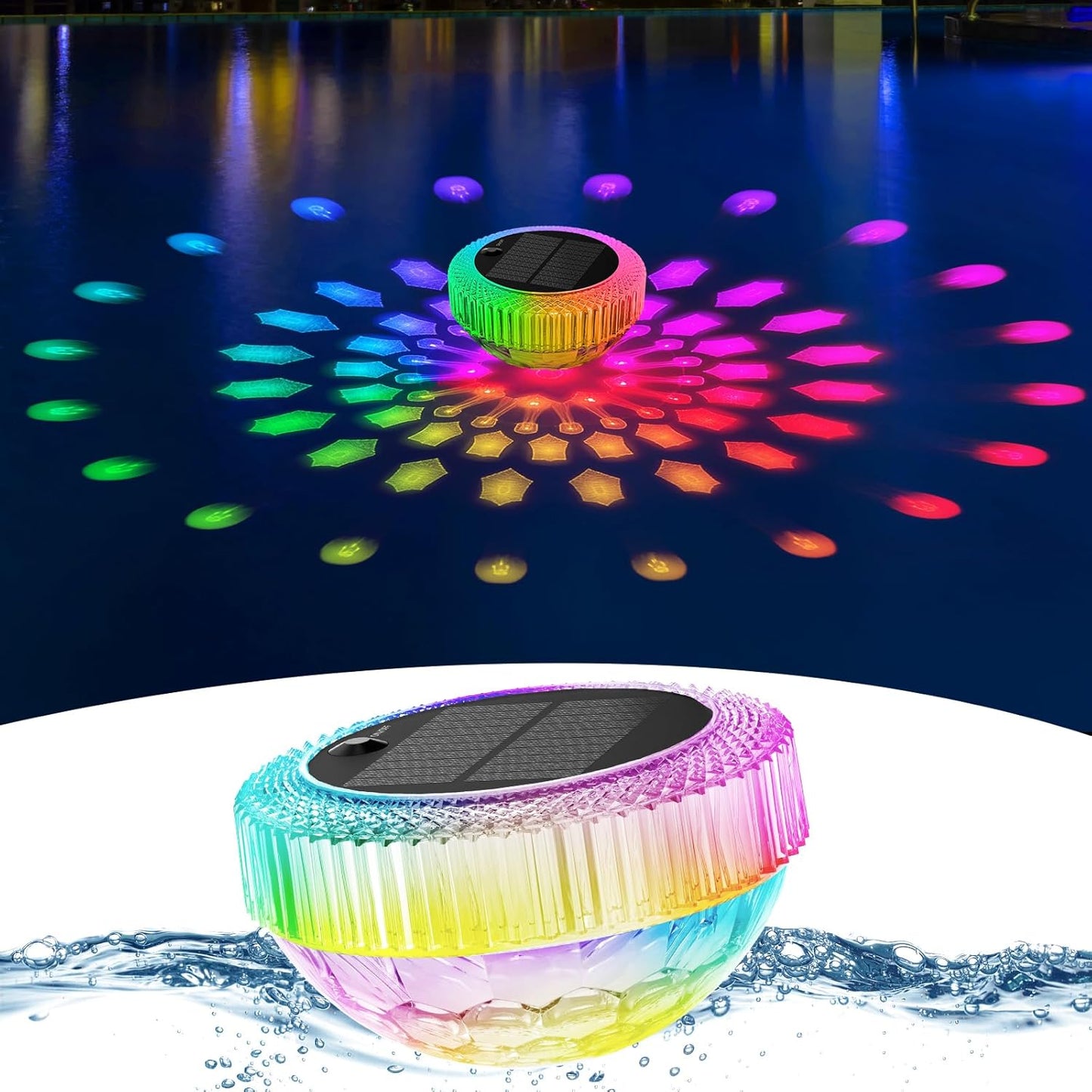 VICHTOP Solar Floating Pool Lights - 2 Pack, RGB Color Float Pool Lights, IP68 Waterproof, Pool Decor Lighting Accessories for Inground, Above Ground Pools, Outdoor, Garden