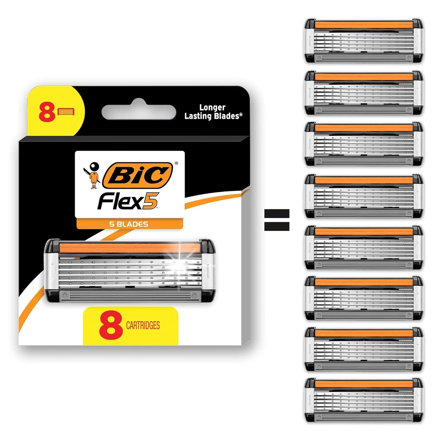 BIC Flex 5 Men's Refillable 5-Blade Razors with 1 Handle and 12 Cartridges, Smooth Shave Kit with Precision Edging Blade, College Dorm Room Essential, Shower Caddy and Toiletry Bag Ready