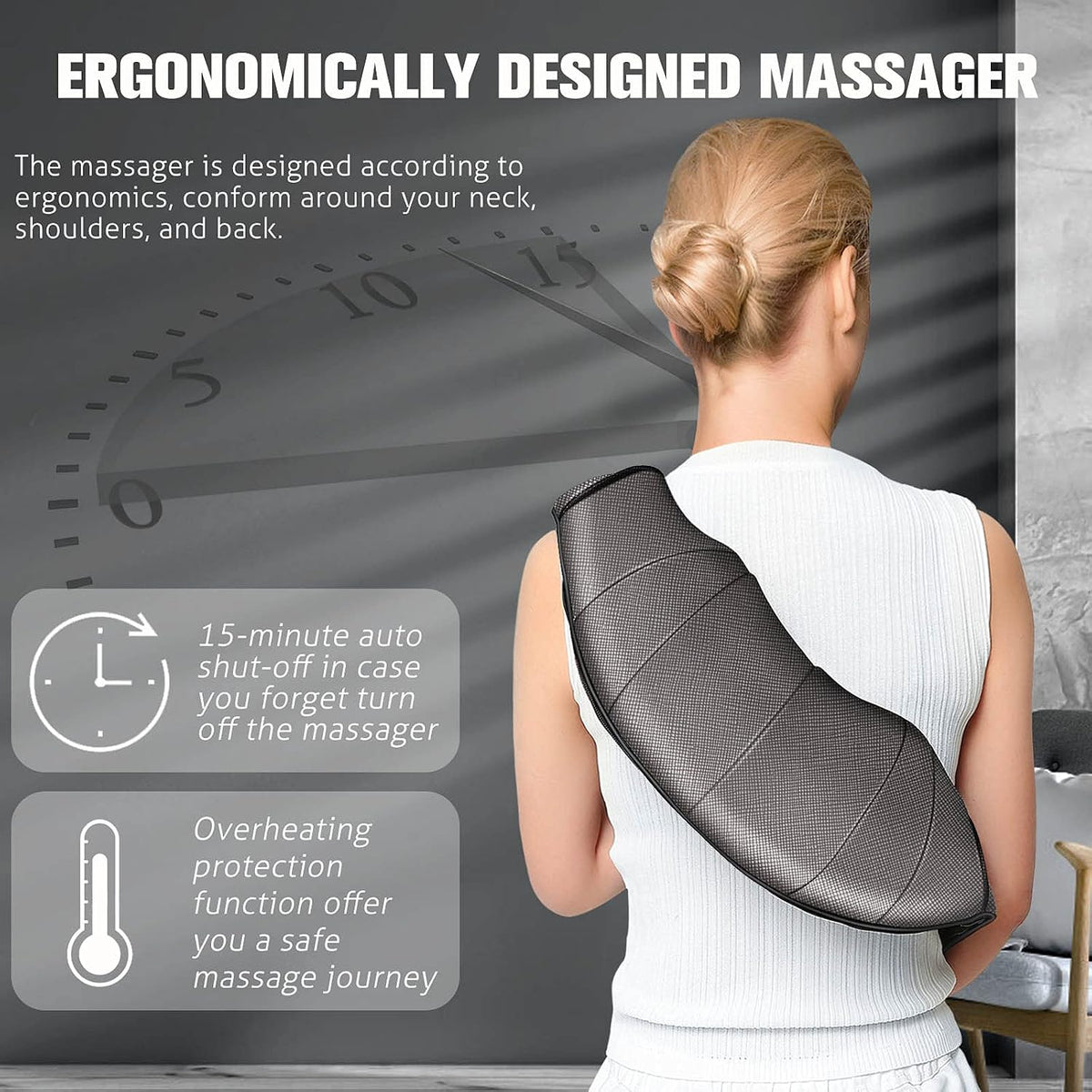 MagicMakers Neck Massager with Heat Gifts for Women, Men, Dad, Mom, Family, Friend, Mothers Day, Fathers Day, Christmas, Shiatsu Kneading Back Massager for Shoulder, Pain Relief, Muscle Soreness