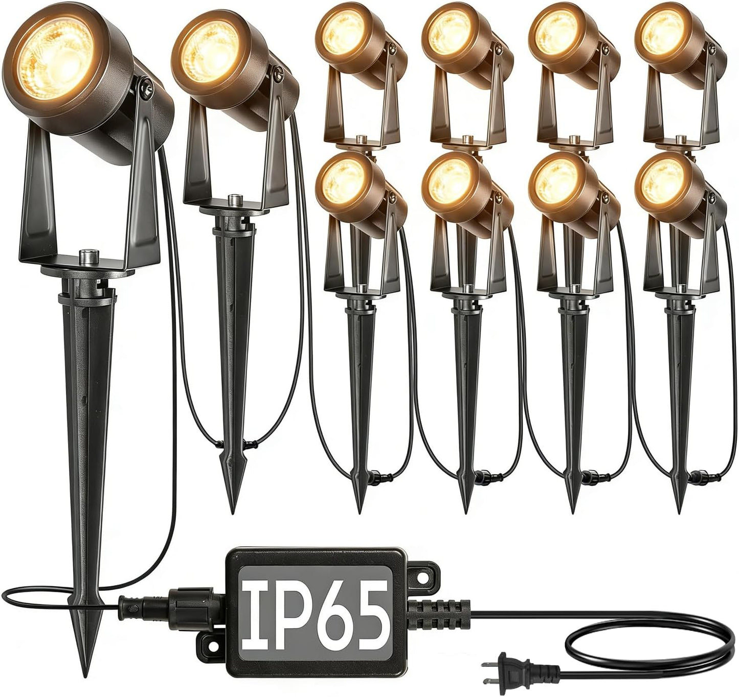 SUNTHIN Outdoor Landscape Lighting, 4 Pack Outdoor Spot Lights with Transformer for Yard, Plant, Lawn, Tree, Flags, House, Garden, Fence Use, IP65 Waterproof & Connectable