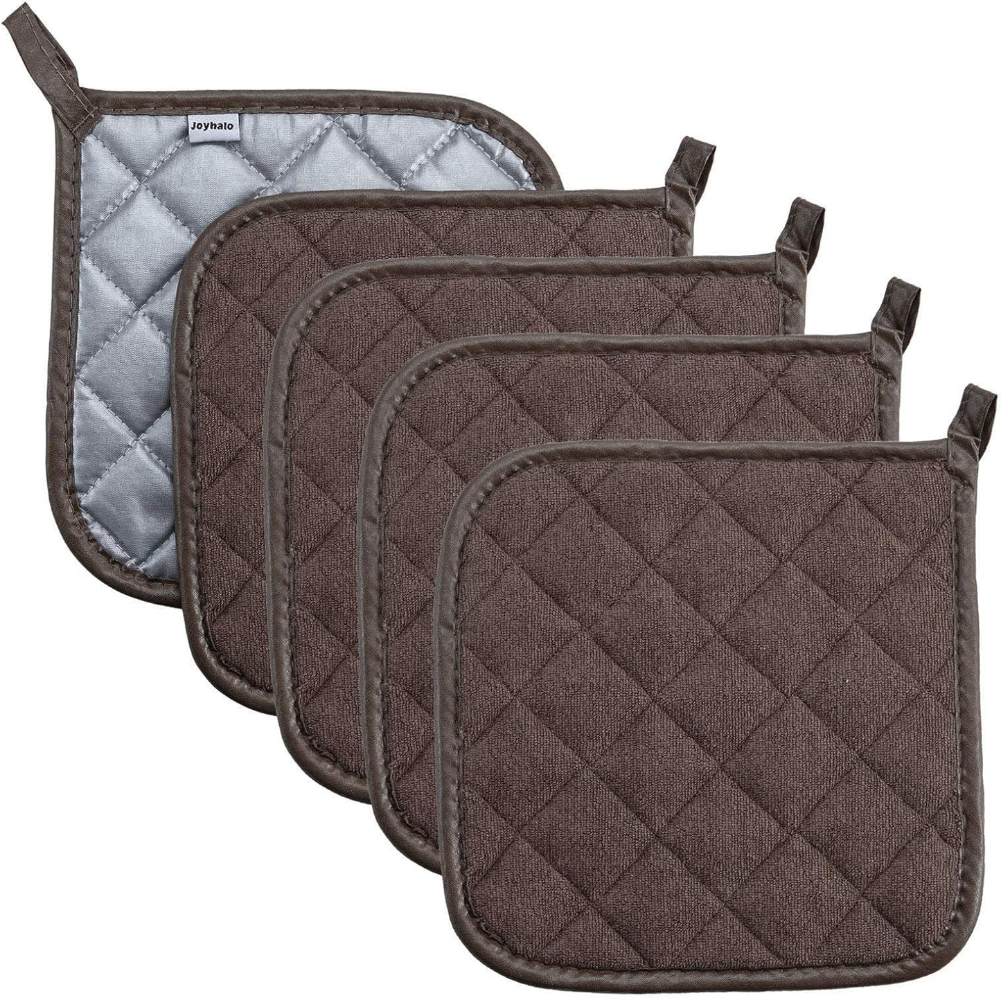 Pot Holders Buffalo Plaid Cotton Heat Resistant Potholder, Pot Holder, Hot Pads, Trivet for Cooking and Baking (5, Dark Green)