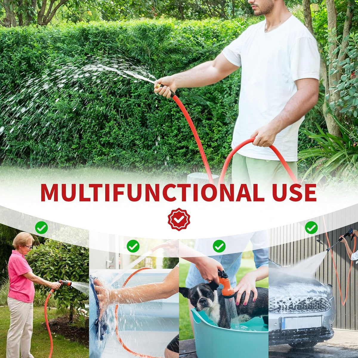 Garden Hose 10ft x 5/8” Hot/Cold Water Hose, -50°F to 190°F, Red