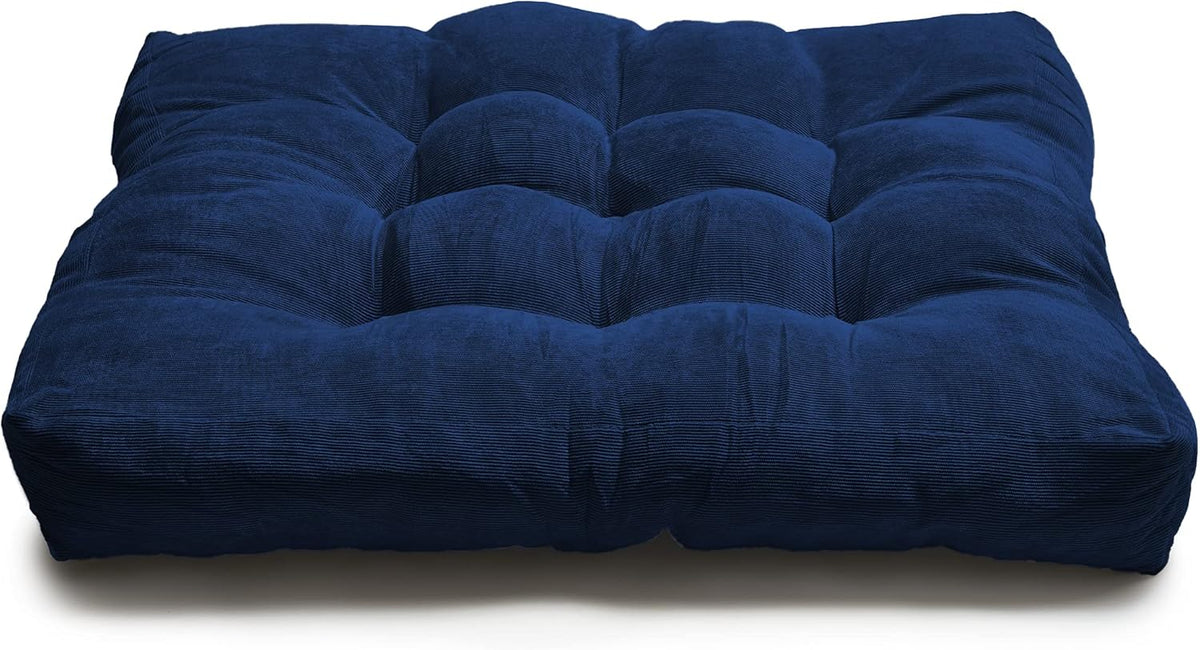 LANITI 24” Inch Extra Large Floor Cushions Tufted Floor Pillow for Adults Square Meditation Ultimate Comfort Oversized Pillows for Floor Cushion (Black)