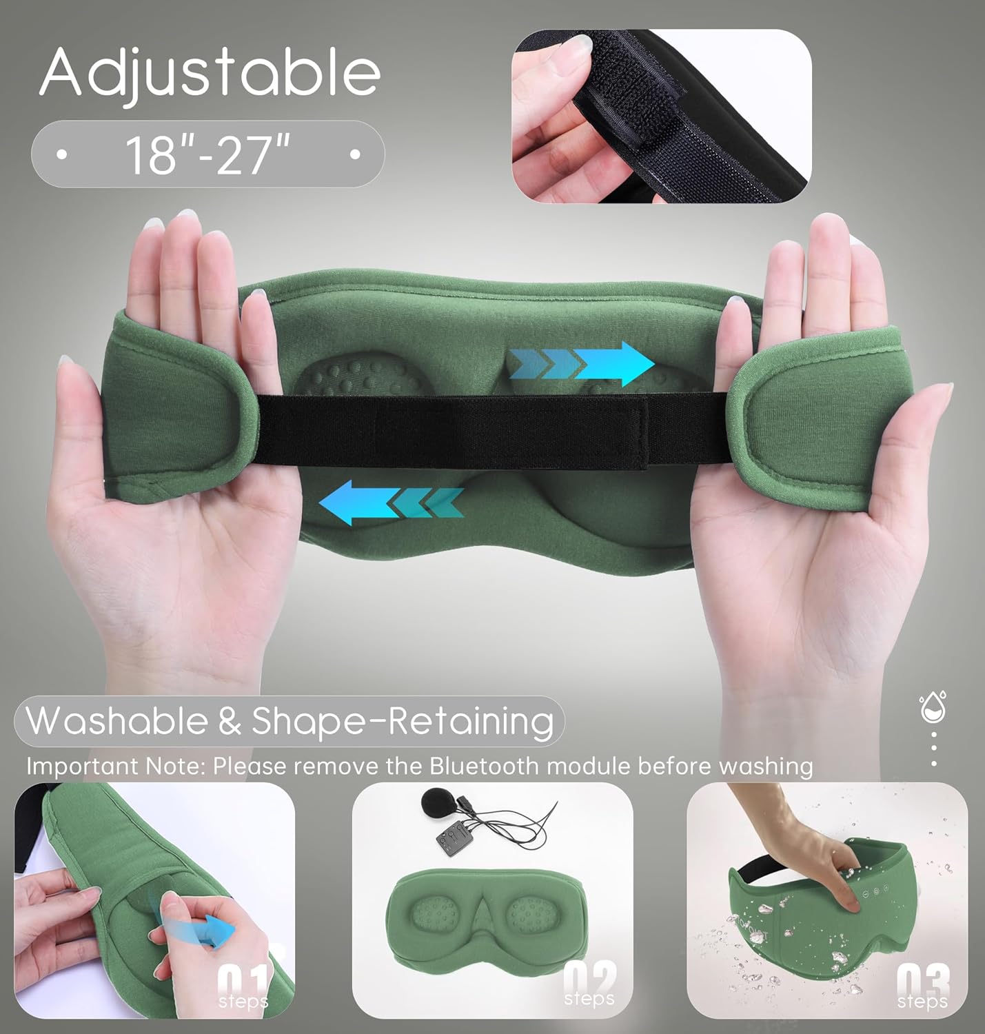 Sleep Mask with Headphones Bluetooth 5.4, TOPOINT 3D Eye Mask Blackout with Soft Bamboo Cotton for Side Sleepers Women Men, Sleep Headphones Earphones HD Speaker Microphone for Travel Meditation Gift