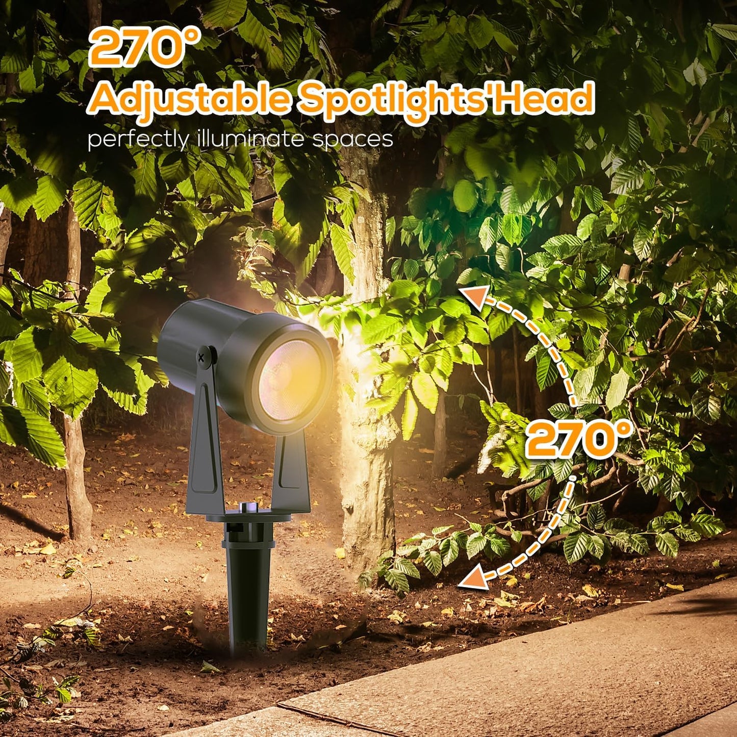 SUNTHIN Outdoor Landscape Lighting with Dusk to Dawn Sensor Controller & Remote, RGBW Color Changing Spot Uplights, 4 Pack