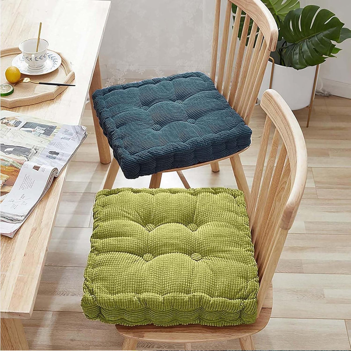 Orange Set of 2 Square and Round Floor Cushion for Adults Yoga