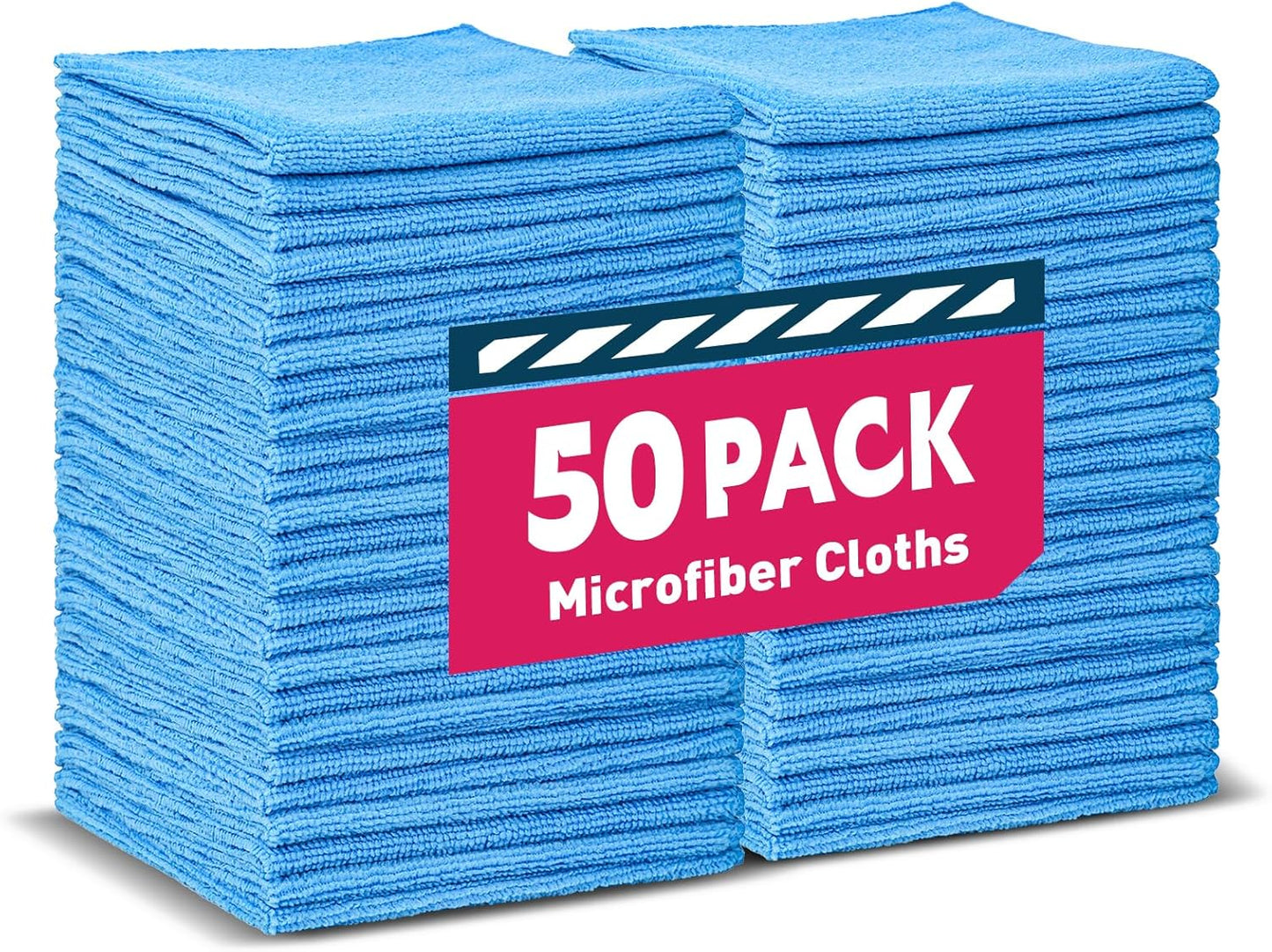 TEAWOO Microfiber Cleaning Cloths-50 Pack, Microfiber Towels Bulk, Towels for Cars & Home, Cleaning Rags 5 Colors Assorted (12x12 inches)