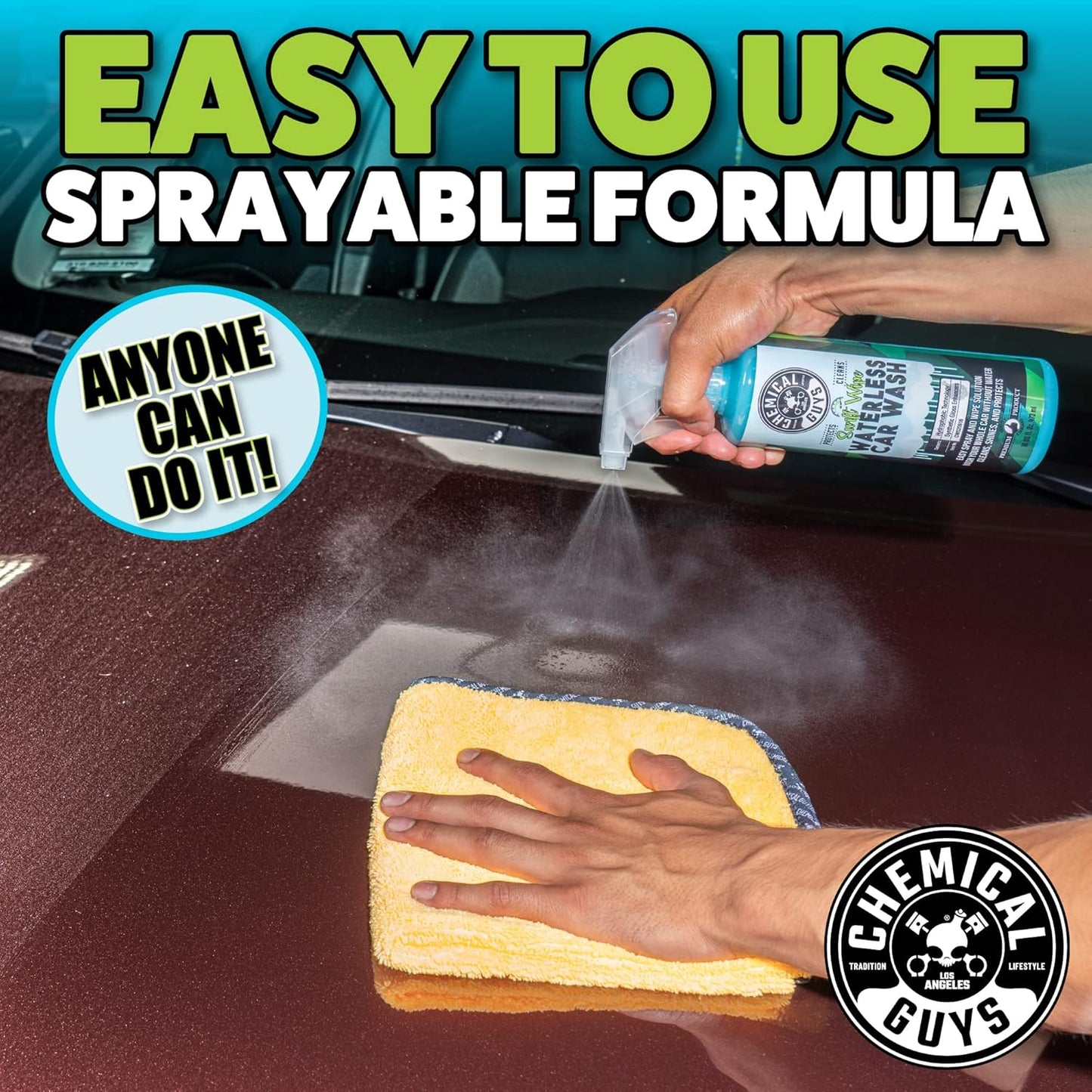 Chemical Guys Swift Wipe Sprayable Waterless Car Wash Spray - Spray and Wipe to Safely Clean and Shine Cars, Trucks, Motorcycles, RV & More, High Lubrication Formula, 16 oz