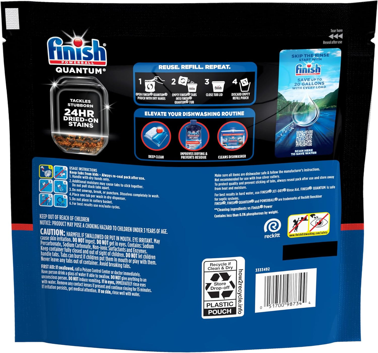 Finish Quantum Dishwasher Pods, No Pre-Rinse Dishwasher Detergent Soap Removes 24HR Dried-On Stain and Grease, Leaving a Virtually Spotless Shine, 82 Count