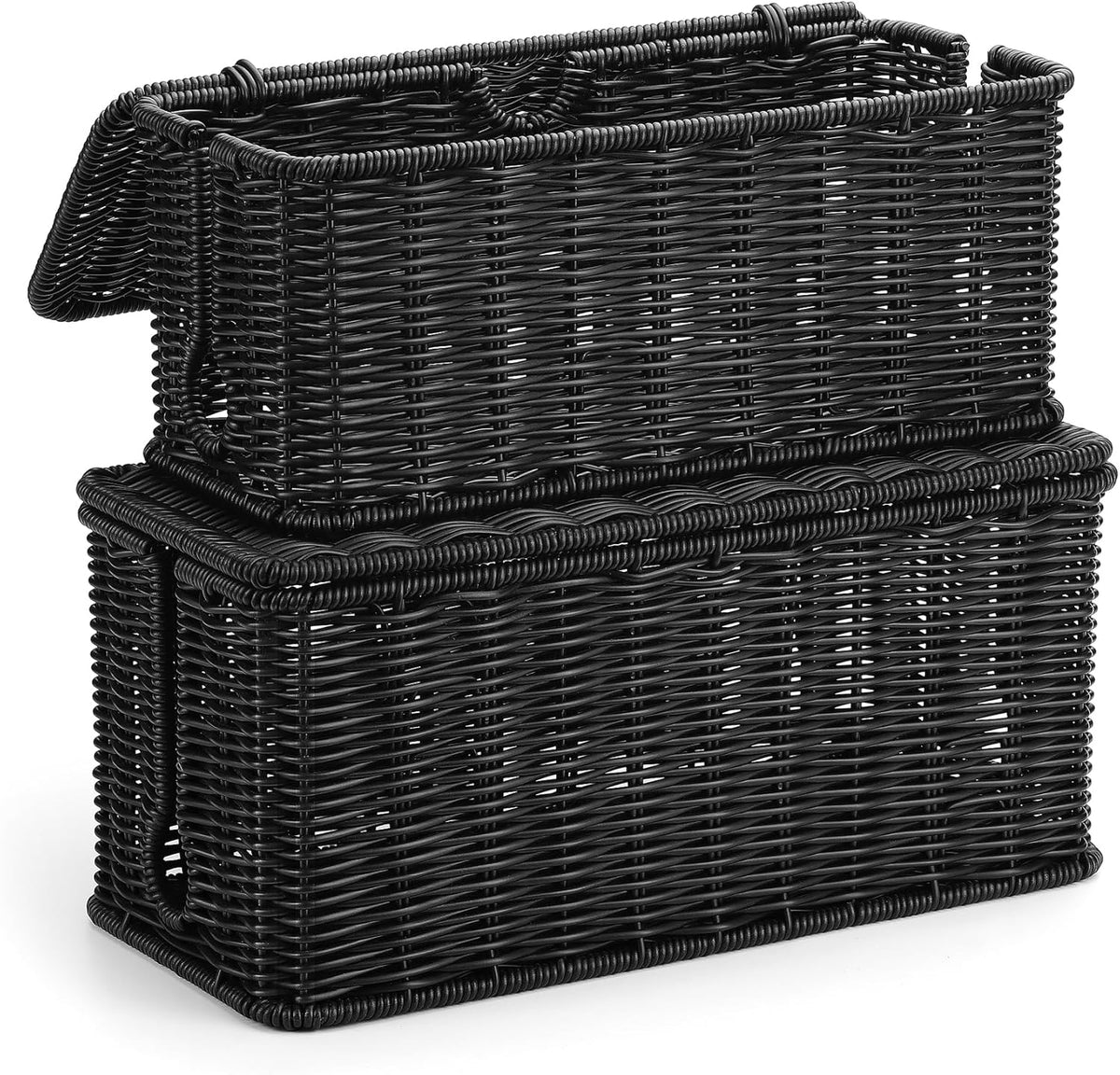 ZhiYo Rattan Cable Management Box, Brown Cord Organizer, 12.5" x 5" x 5.2"