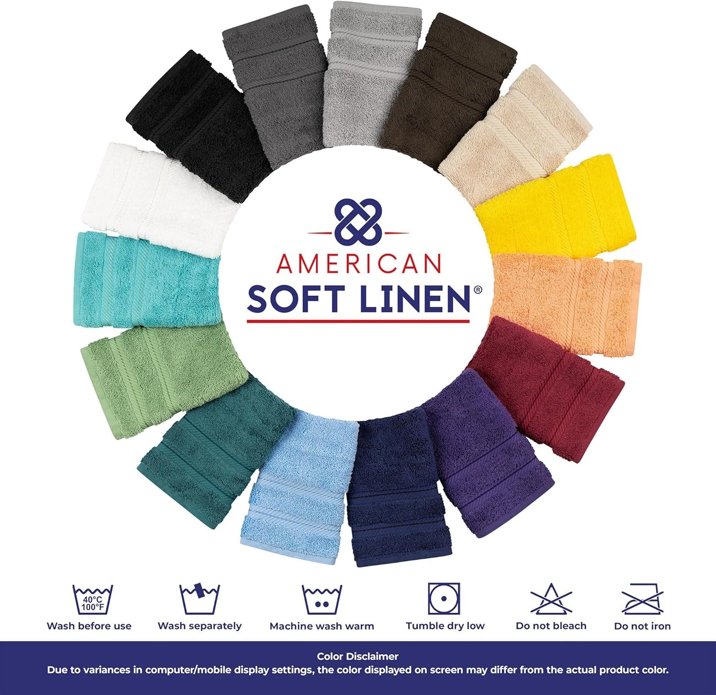 American Soft Linen Premium 3 Piece Towel Set, 1 Bath Towel 1 Hand Towel 1 Washcloth, 600 GSM 100% Cotton Turkish Towels for Bathroom, Aqua Blue Towel Set