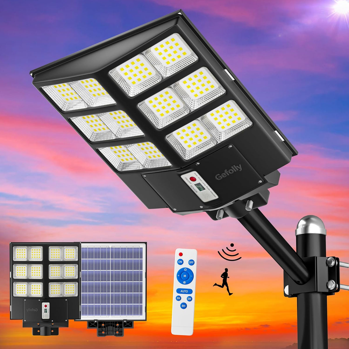 Gefolly SL-12000W Solar Street Lights Outdoor, Commercial Parking Lot Light