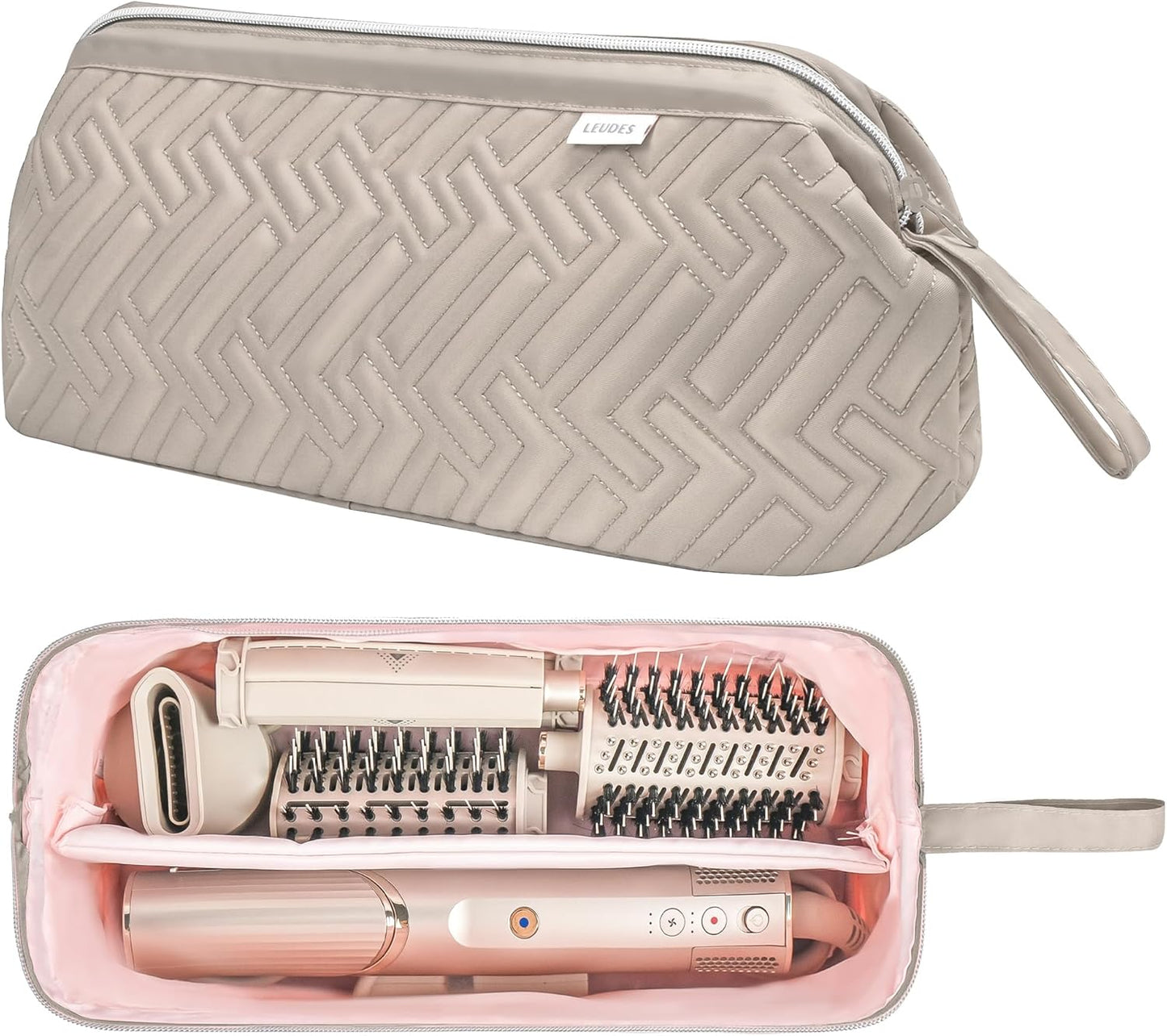 Leudes Hair Tools Travel Bag for Shark Flexstyle Carrying Case Portable Shark Hair Air Wrap Dryer Case Waterproof Dustproof Flat Curling Iron Travel Organizer (Dark Pink)