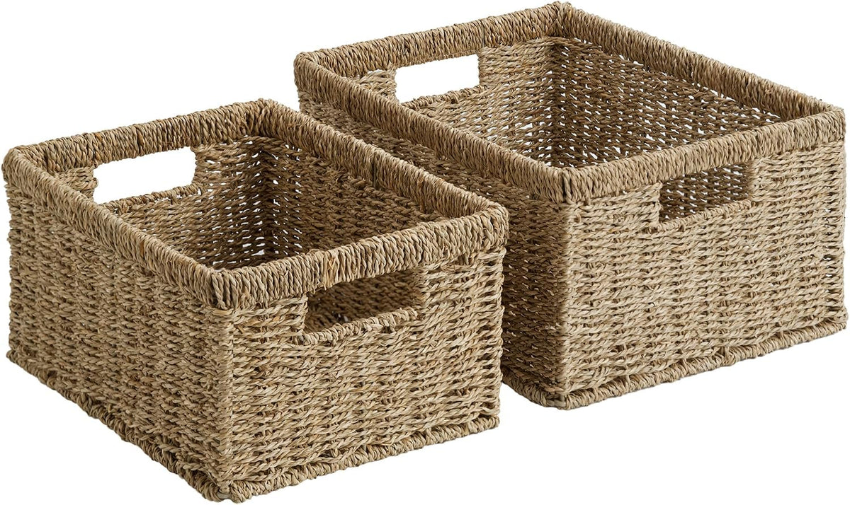 StorageWorks Wicker Baskets for Organizing, Paper Rope Black Baskets,2-Pack