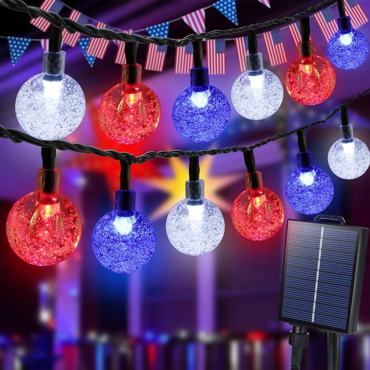 Joomer Solar String Lights Outdoor, 65FT 100LED Globe String Lights 8 Lighting Modes, Waterproof Solar Powered Patio Light for Garden Yard Porch Wedding Party Outdoor Decor (Warm White)