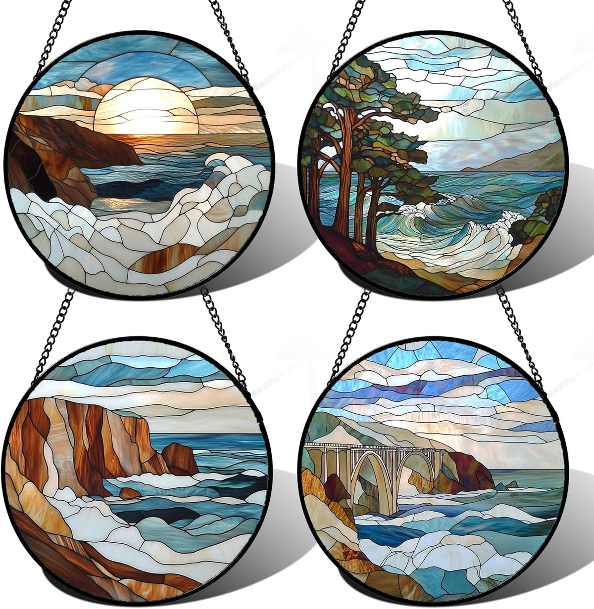 DASTOLL Stained Glass Window Hanging Fall Pumpkin Berries Large 15" - Suncatcher Door Garden Kitchen Sunroom Sun Catcher Autumn Home Decor Birthday for Mom Grandma Men Woman